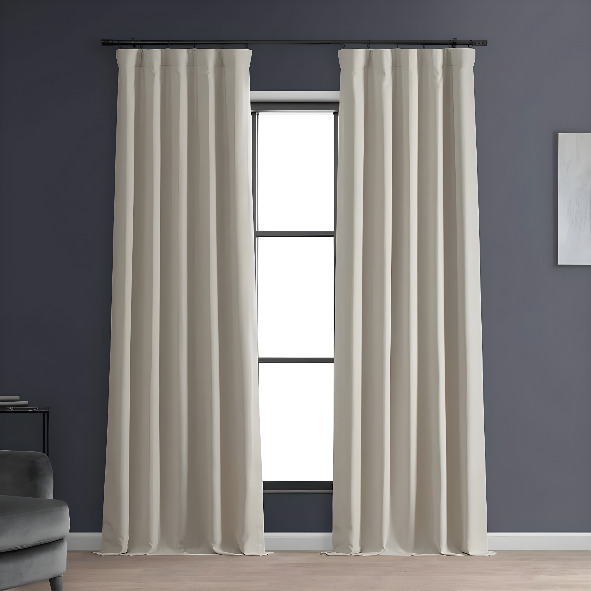 Signature Caravan Beige Faux Linen Blackout Curtain (1 Panel), Caravan Beige, 50W X 96L