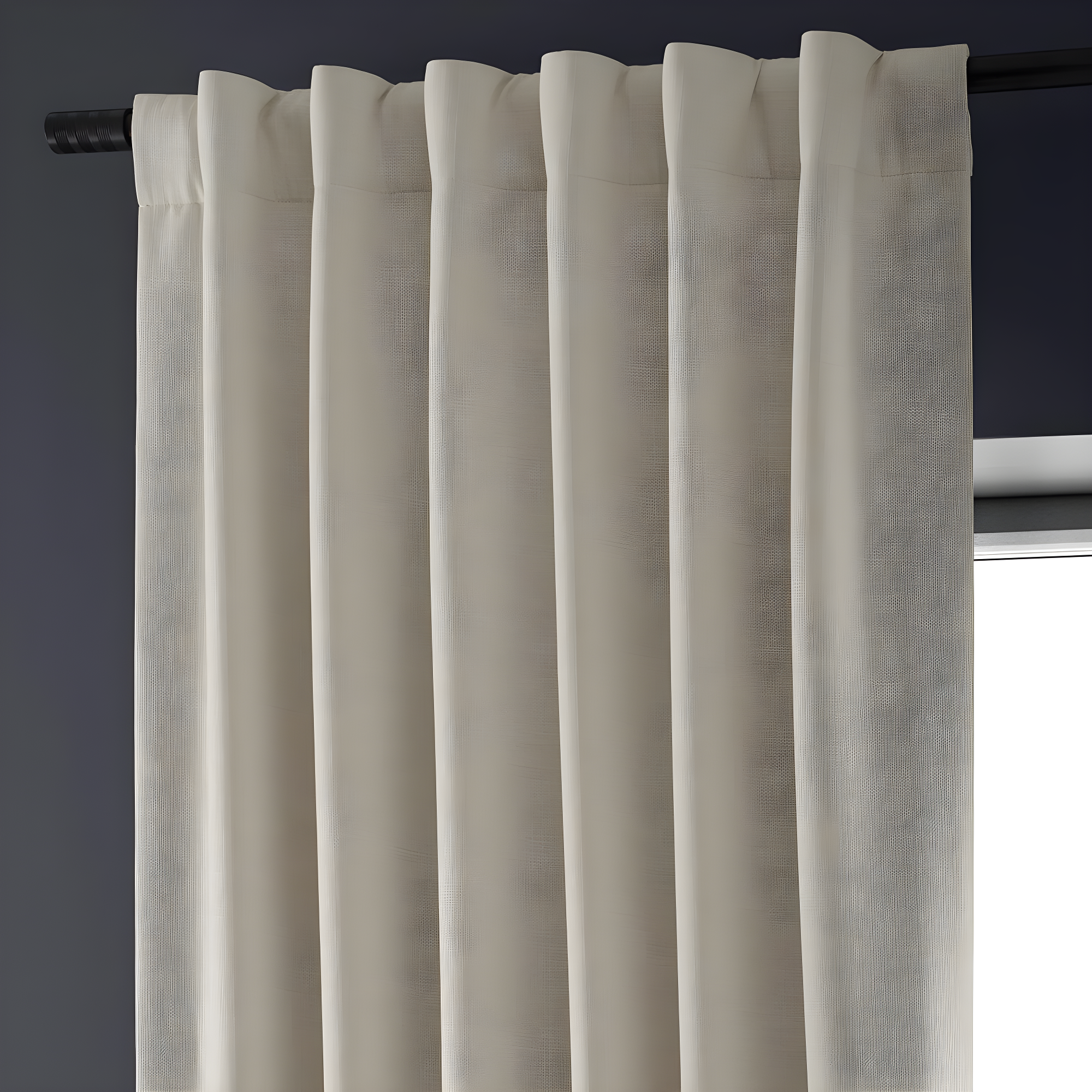Signature Caravan Beige Faux Linen Blackout Curtain (1 Panel), Caravan Beige, 50W X 96L