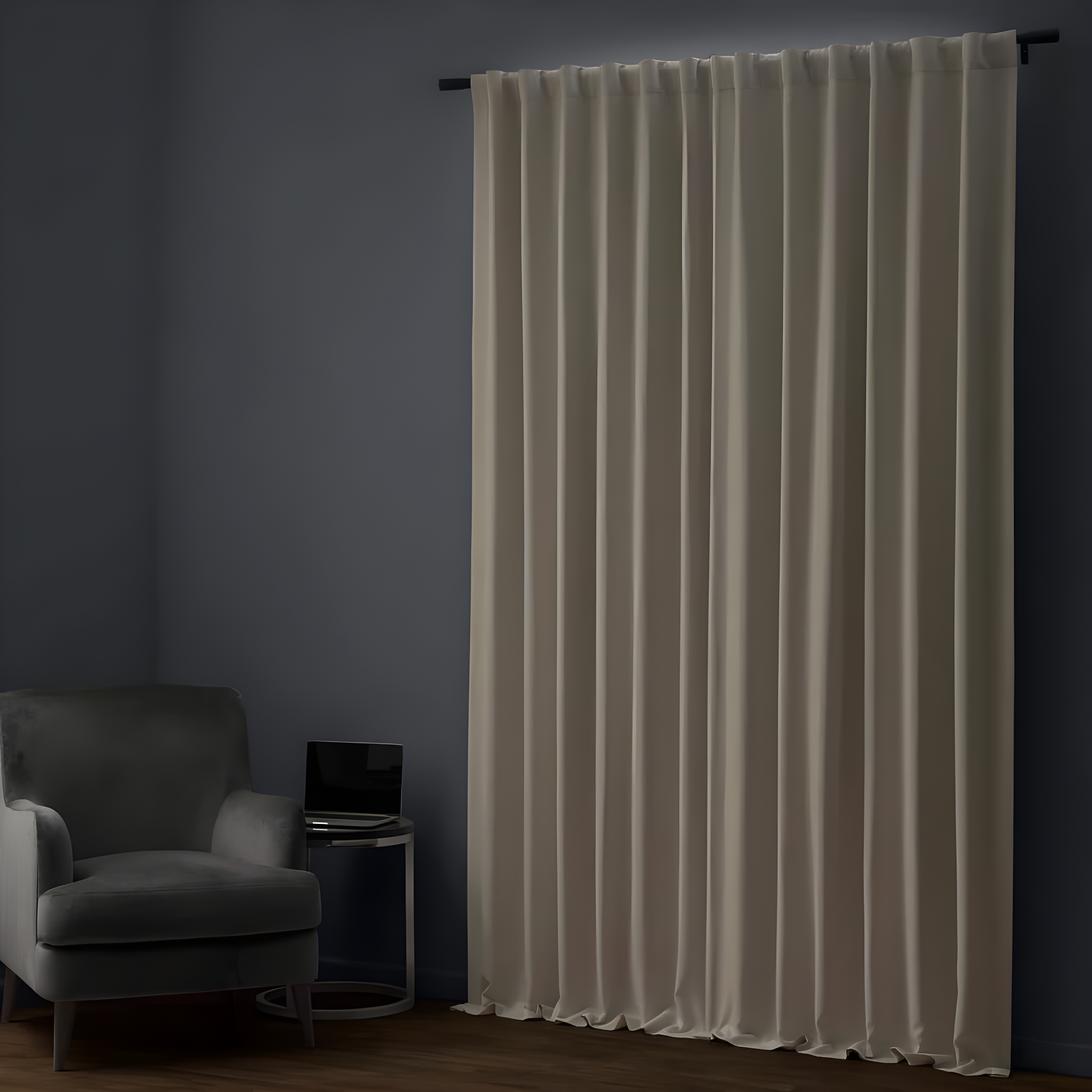 Signature Caravan Beige Faux Linen Blackout Curtain (1 Panel), Caravan Beige, 50W X 96L