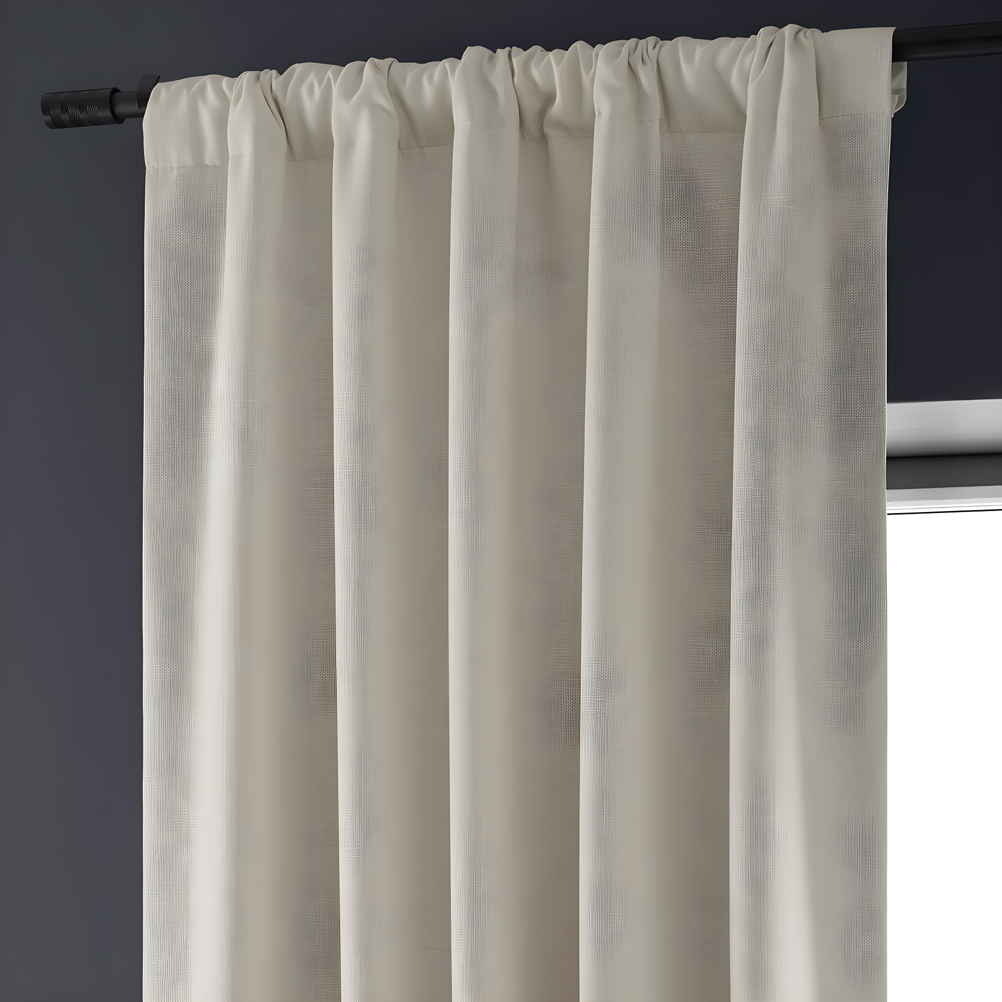 Signature Caravan Beige Faux Linen Blackout Curtain (1 Panel), Caravan Beige, 50W X 96L