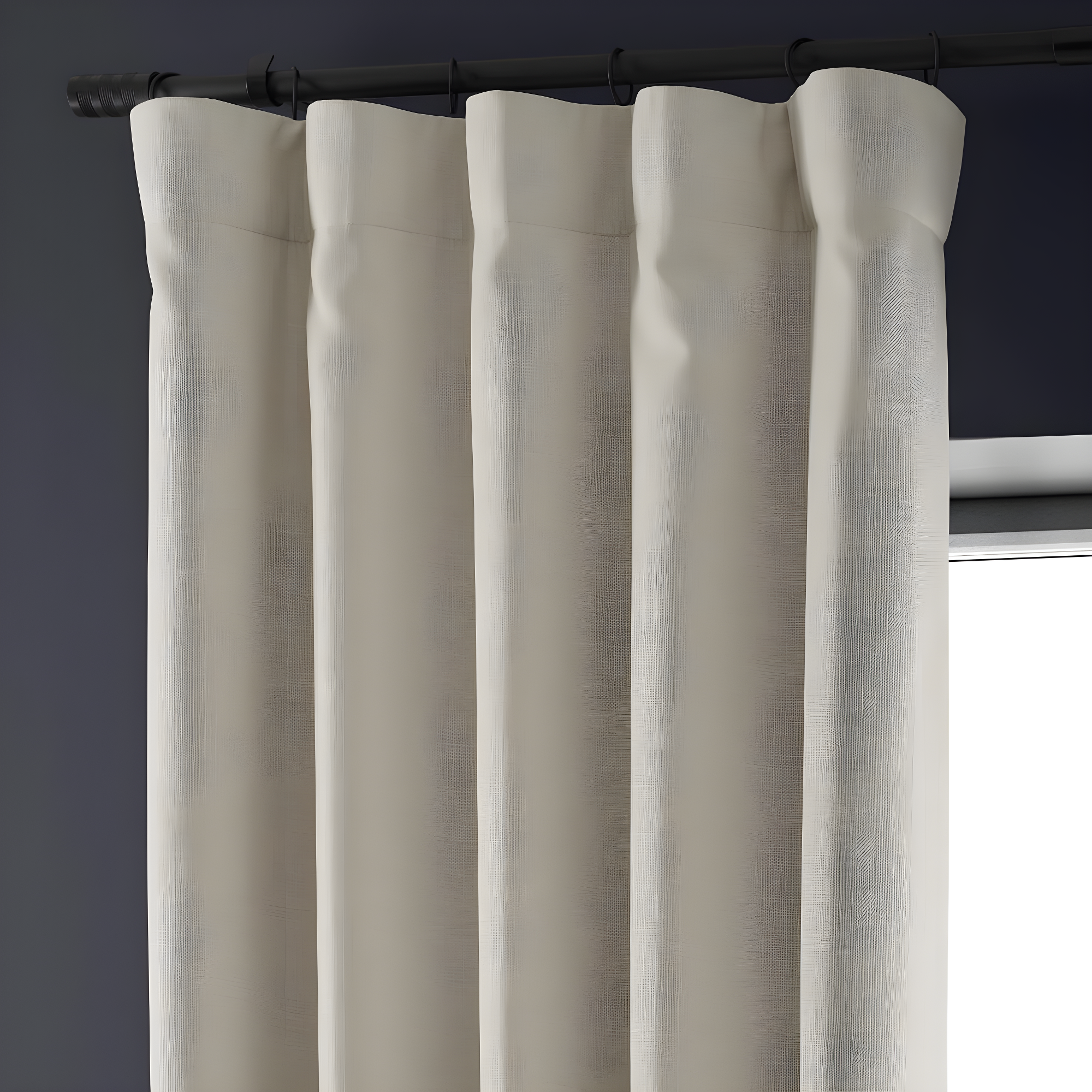 Signature Caravan Beige Faux Linen Blackout Curtain (1 Panel), Caravan Beige, 50W X 96L