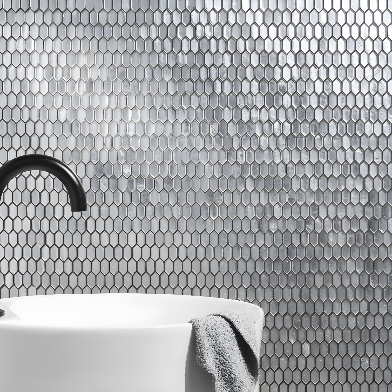Whisper 11.61" x 11.73" Polished Mini Picket Glass Mosaic Wall Tile (0.94 Sq. Ft. / each)