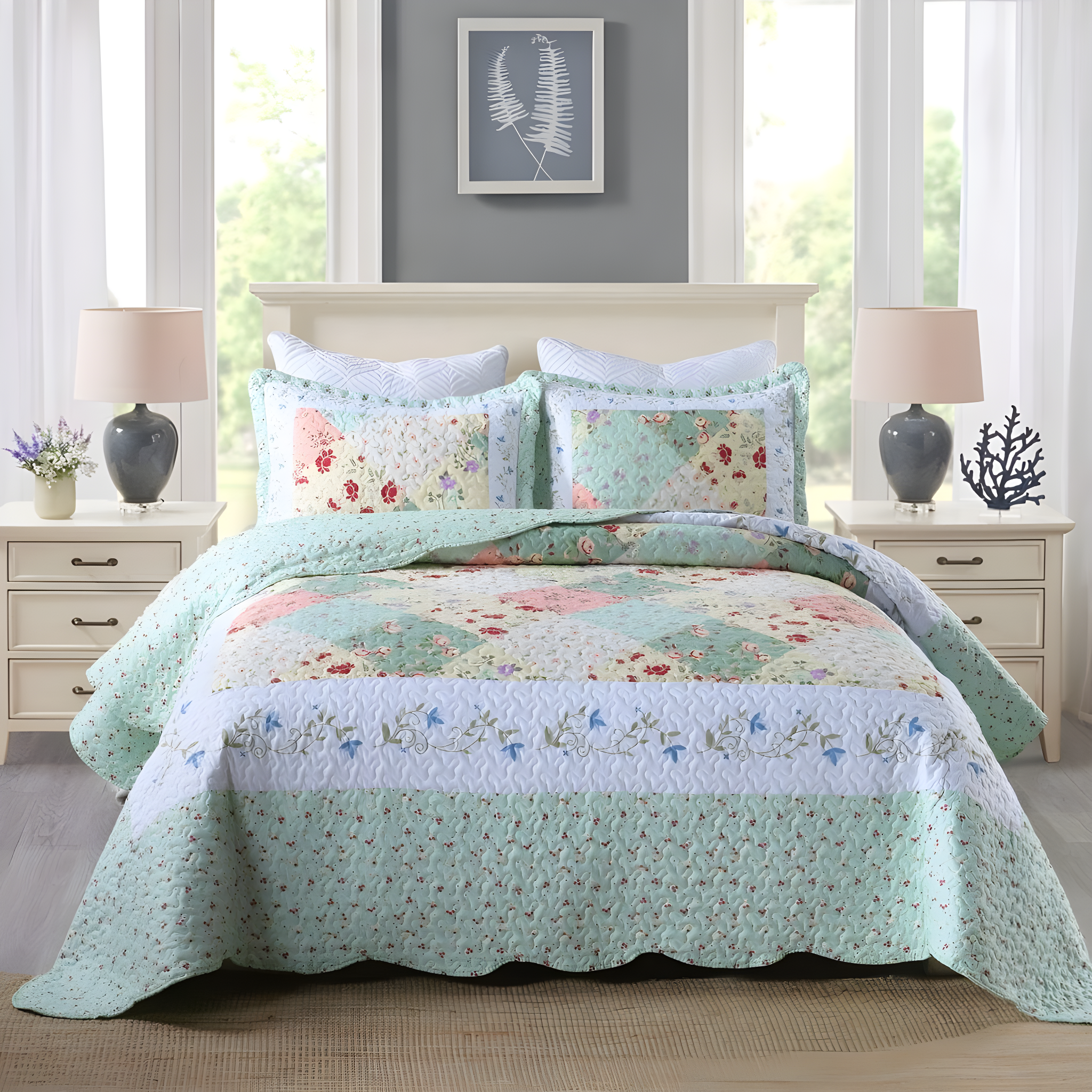 MarCielo Floral Quilt Set