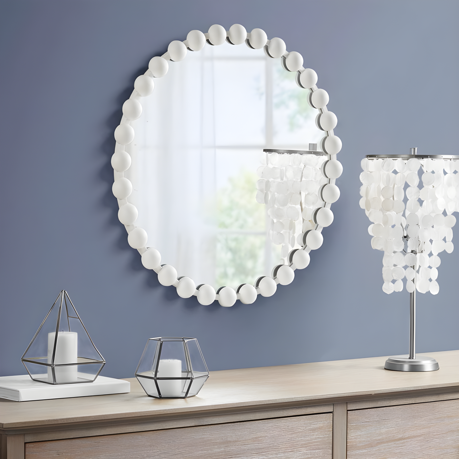 Marlowe Beaded Round Metal Wall Mirror