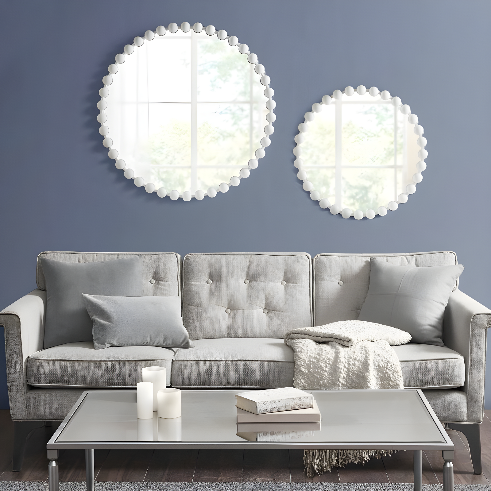 Marlowe Beaded Round Metal Wall Mirror