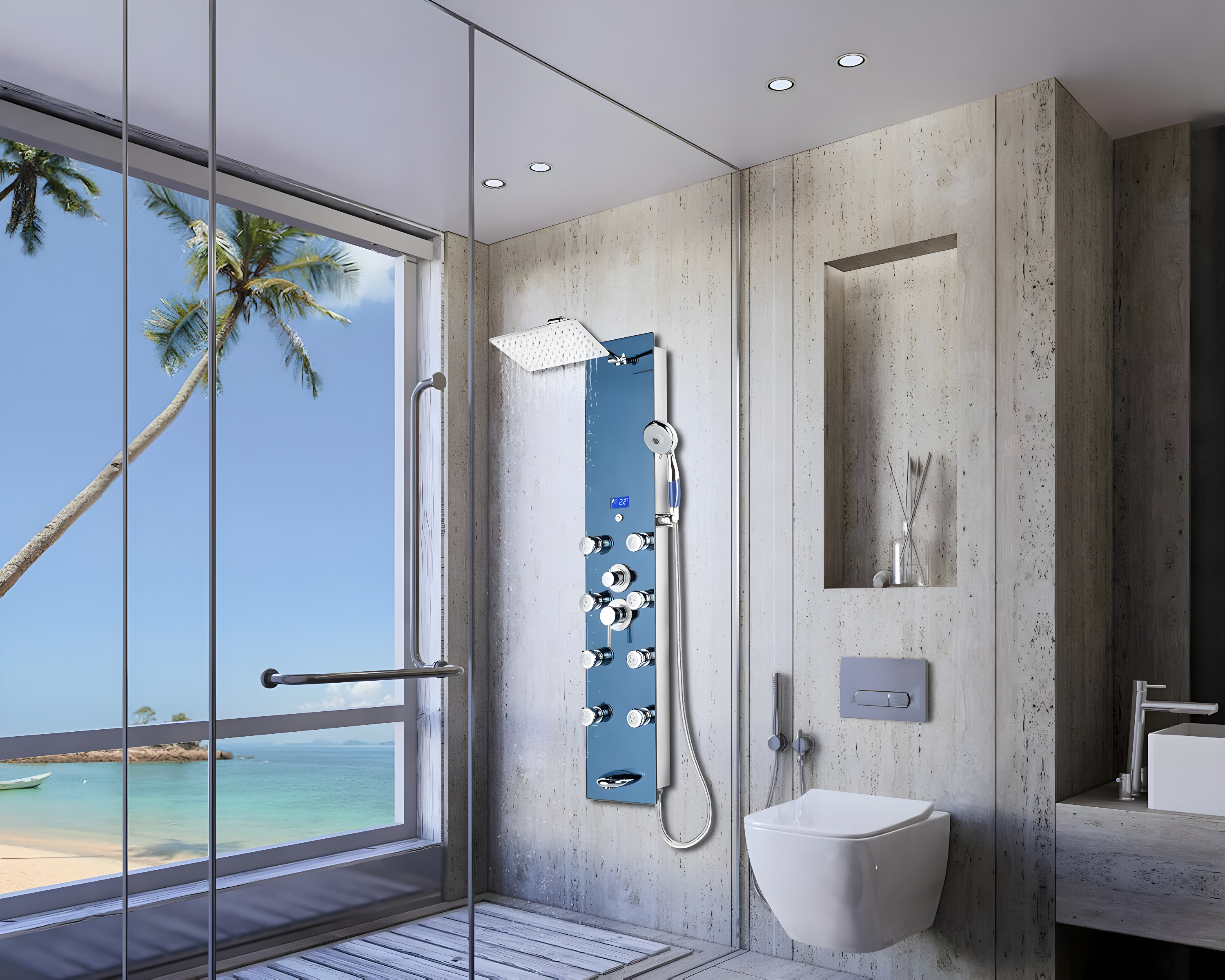 Blue Ocean SPS392H Blue Ocean 52 inch Aluminum Shower Panel With Shower Head