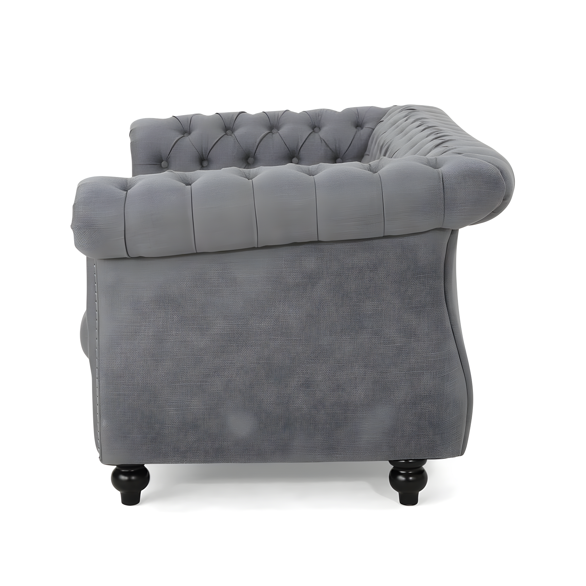 Noble House Aaniya Velvet Chesterfield Loveseat Sofa, Dark Gray