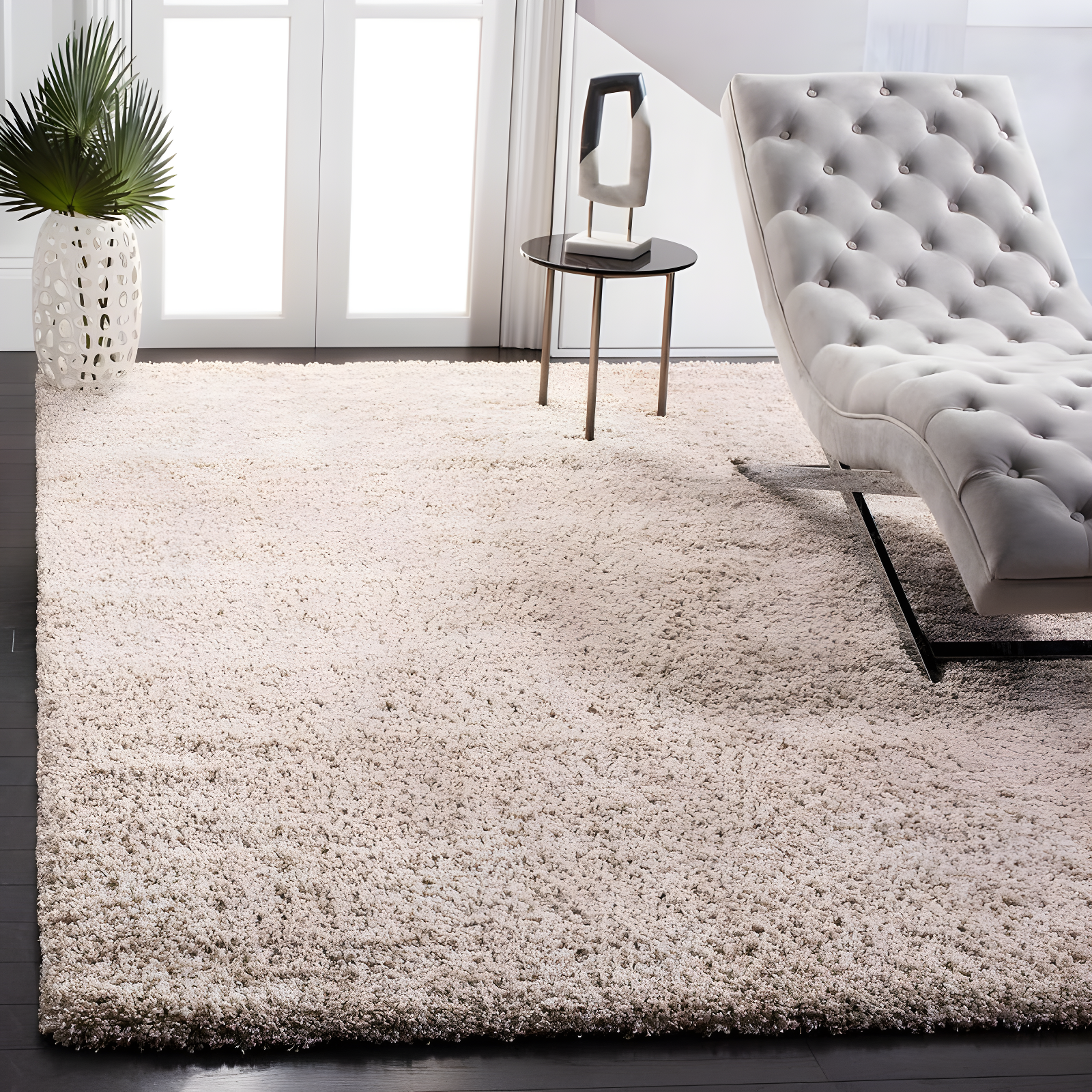 Shag SG151 Power Loomed Indoor Area Rug - Beige - 6'7"x9'6" - Safavieh.