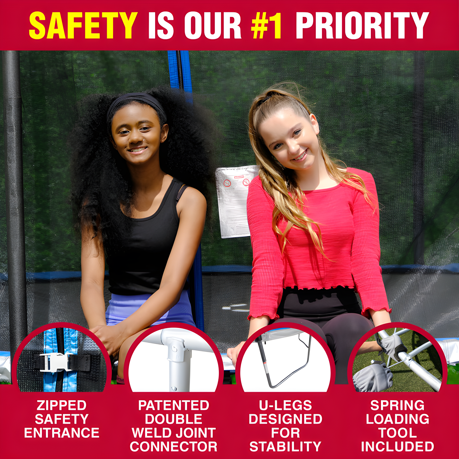 Sportspower TruJump 14' Round Trampoline with Safety Enclosure & with Lifetime Warranty on Jump Mat