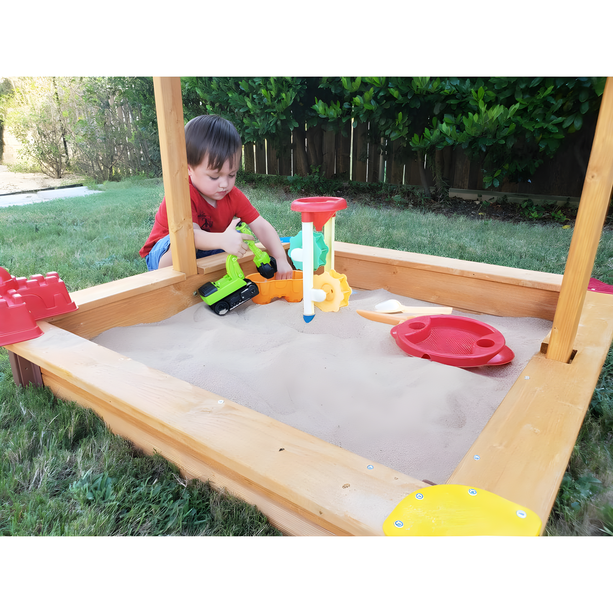 Exaco Exaco 40'' x 51'' Solid Wood Sandbox with Cover