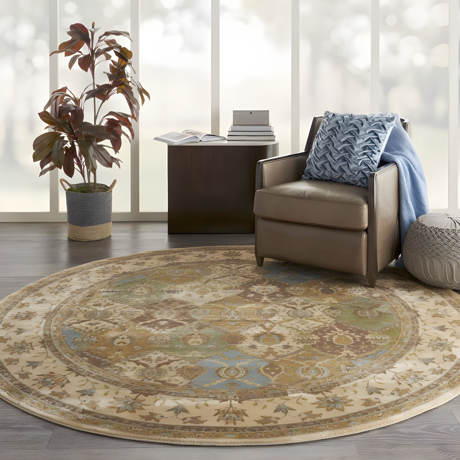 Nourison Modesto MDS04 Indoor Area Rug Beige 7'10" x round