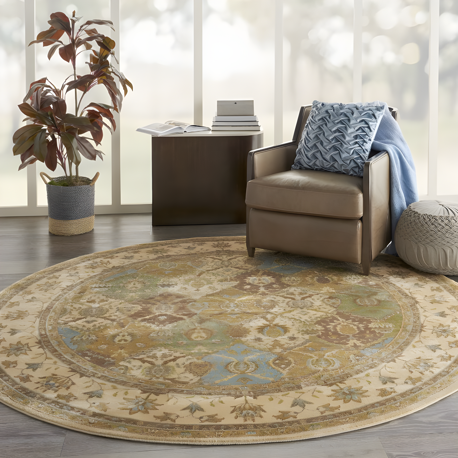 Nourison Modesto MDS04 Indoor Area Rug Beige 7'10" x round