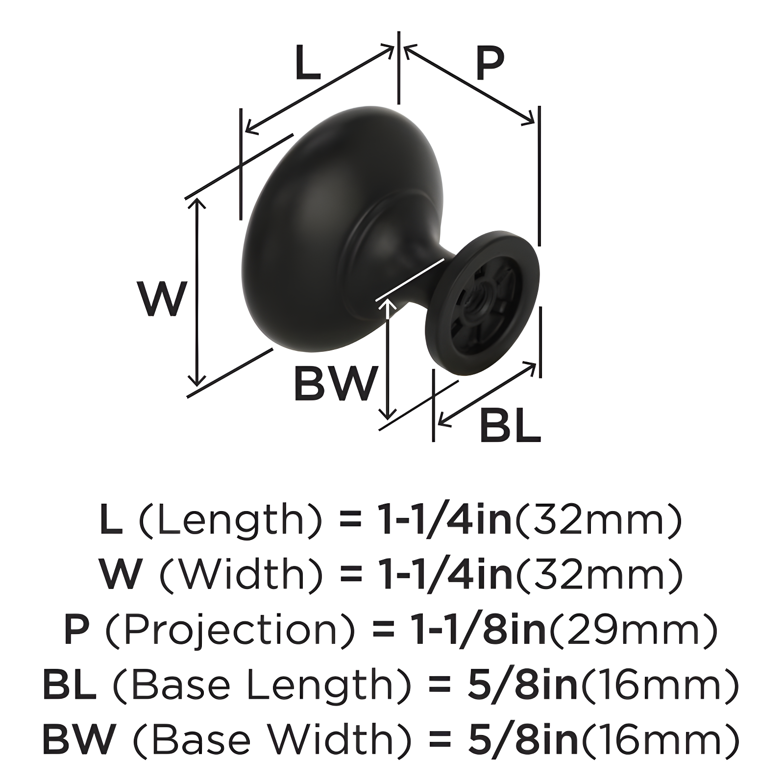 Allison 1 1/4" Diameter Mushroom Knob
