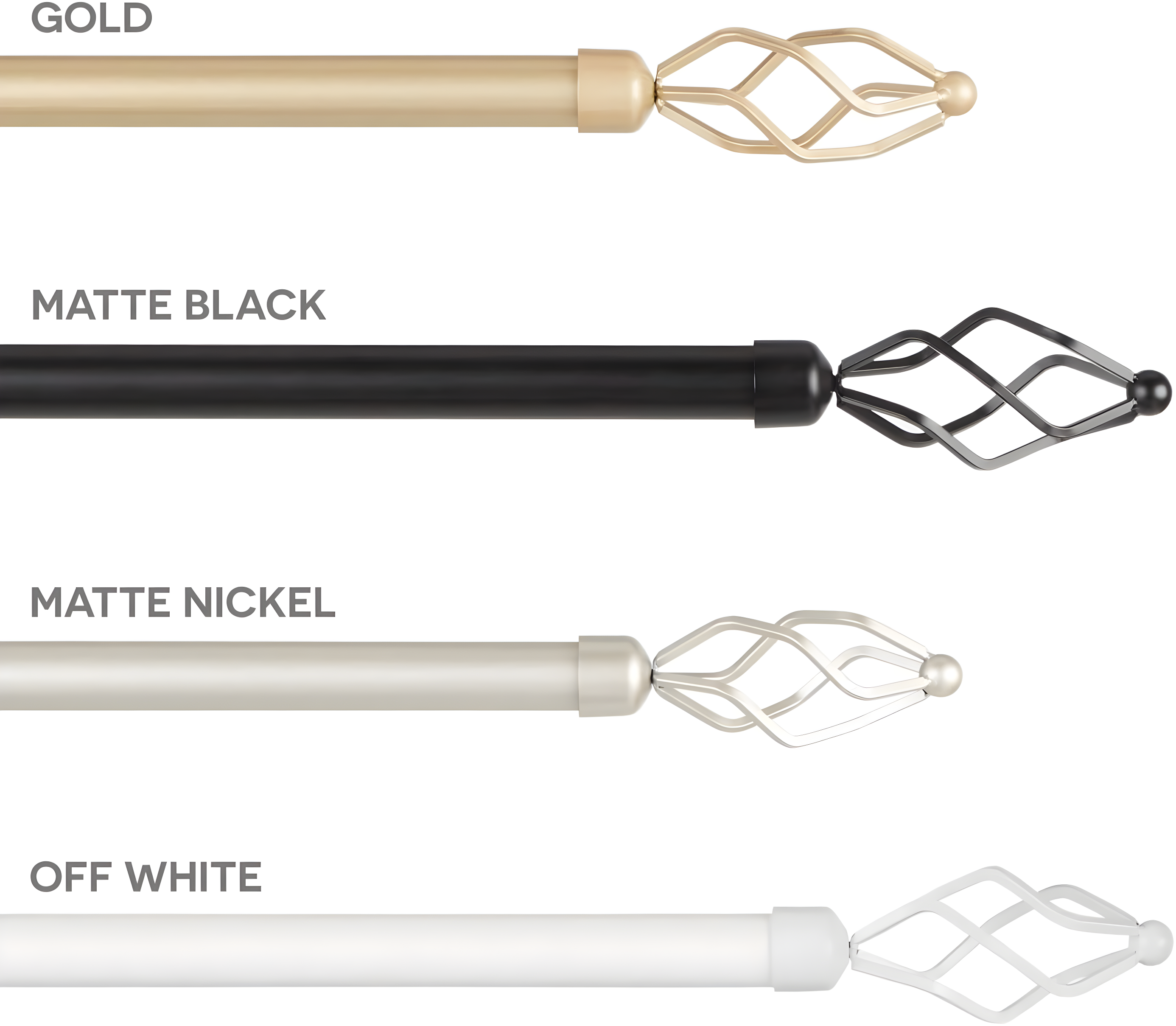 Amalgamated Textiles Exclusive Home Lancelot 1" Window Curtain Rod and Finial Set, Adjustable