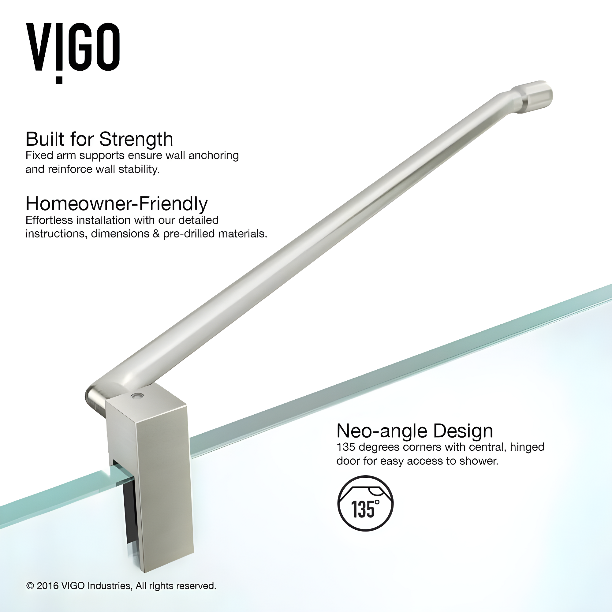 Piedmont 34" W x 34" D x 73" H Hinged Frameless Shower Enclosure with 3/8Clear Glass