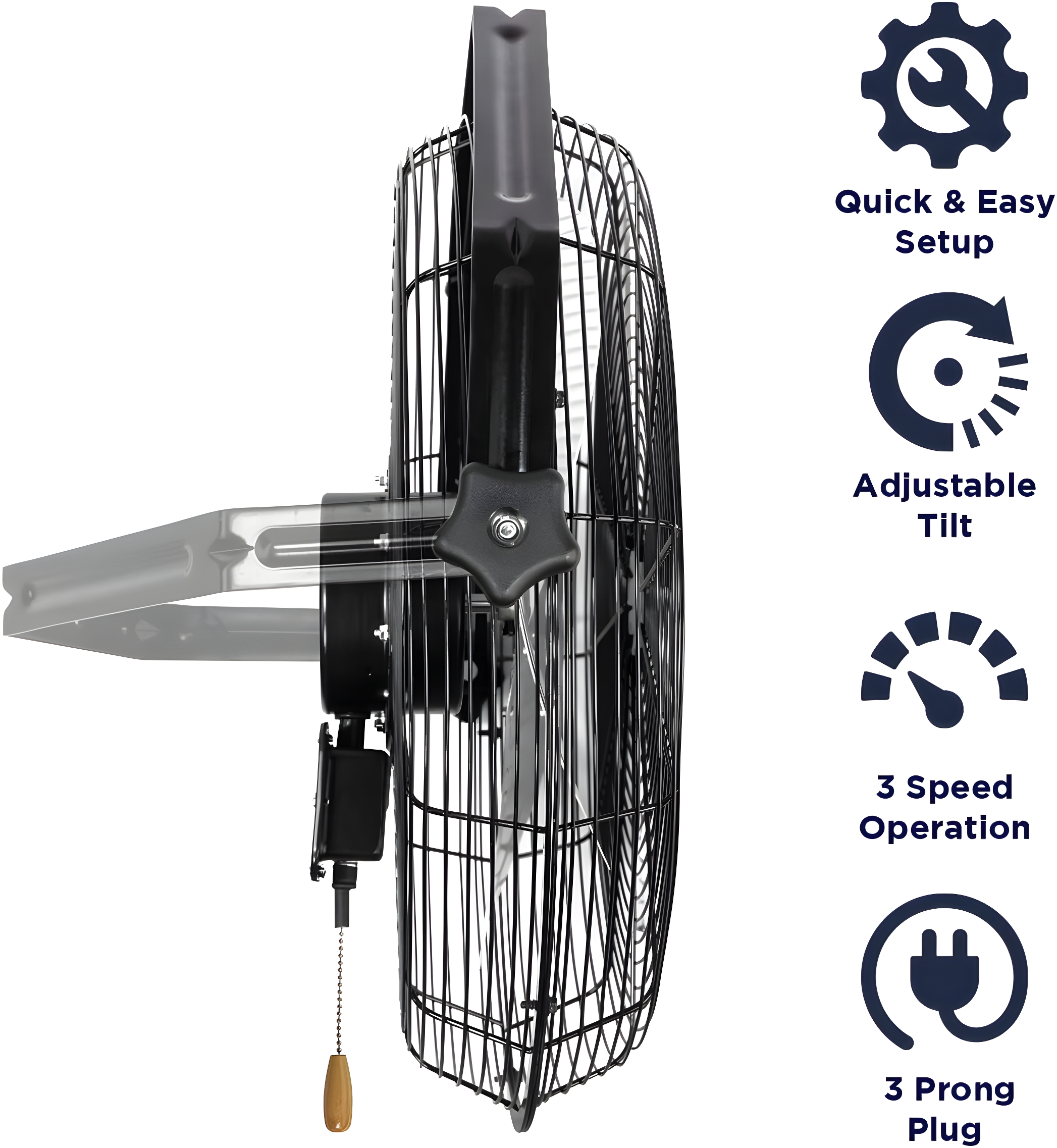 MaxxAir 18 in. 3-Speed Tilting Wall Mount Fan with Hanging Bar