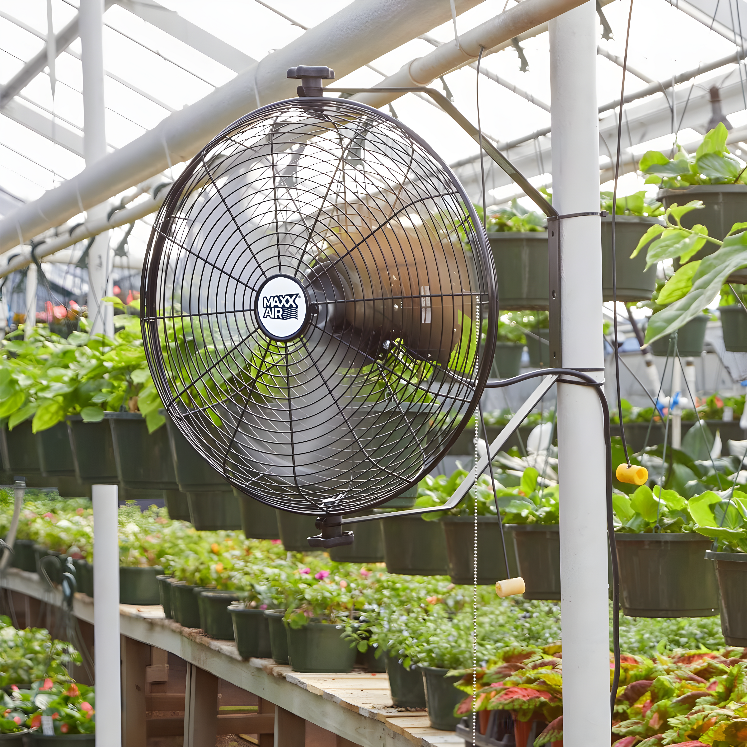 MaxxAir 18 in. 3-Speed Tilting Wall Mount Fan with Hanging Bar