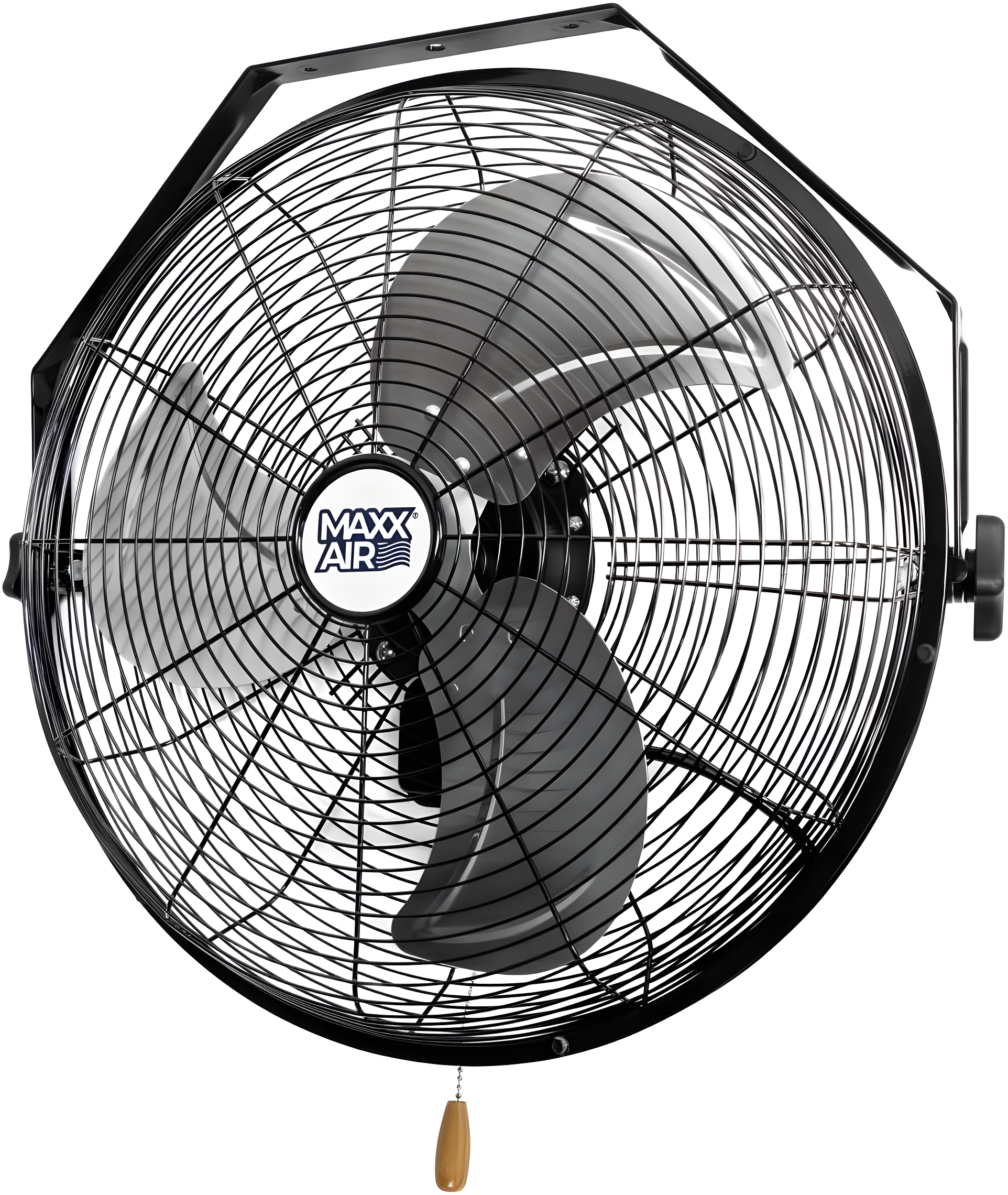 MaxxAir 18 in. 3-Speed Tilting Wall Mount Fan with Hanging Bar