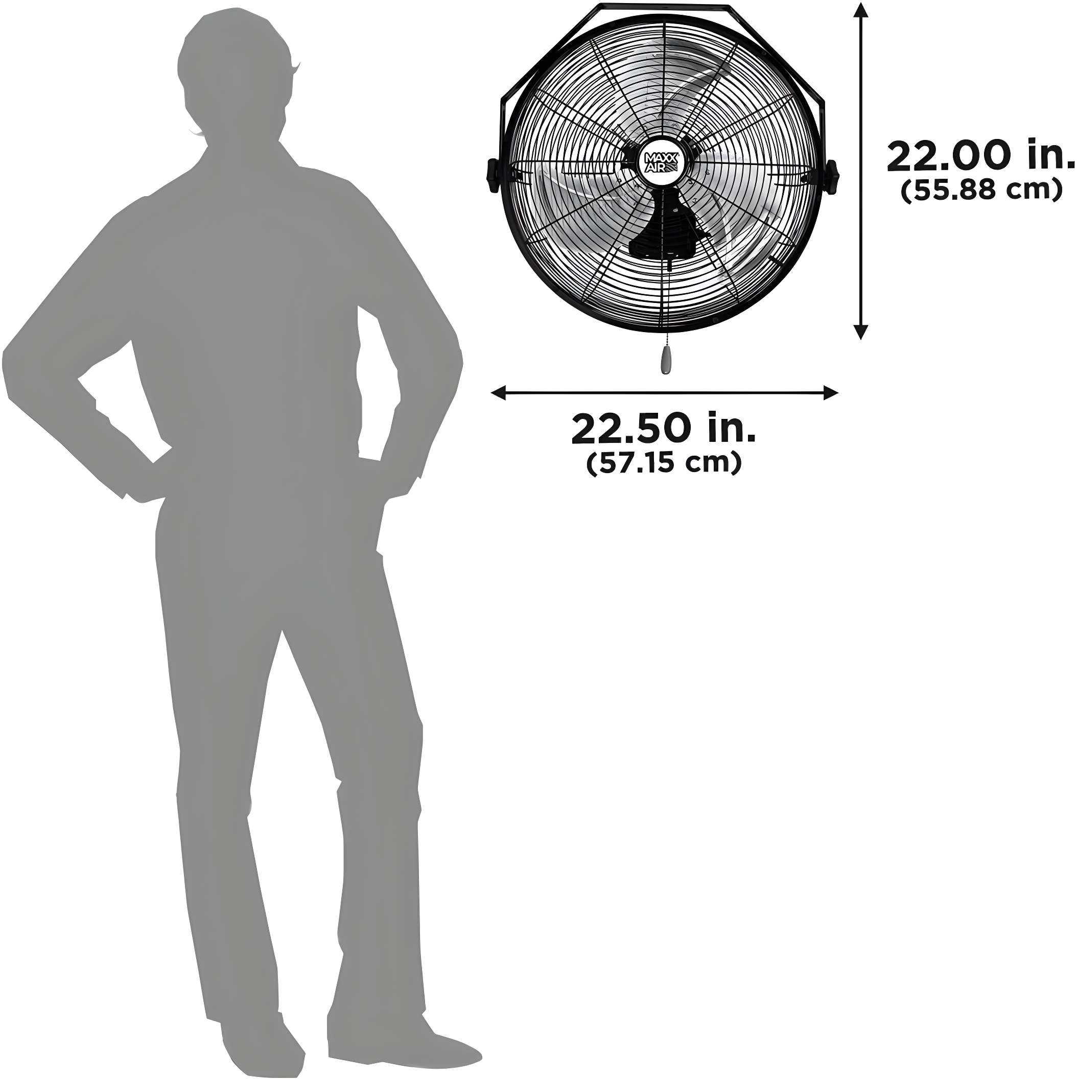 MaxxAir 18 in. 3-Speed Tilting Wall Mount Fan with Hanging Bar