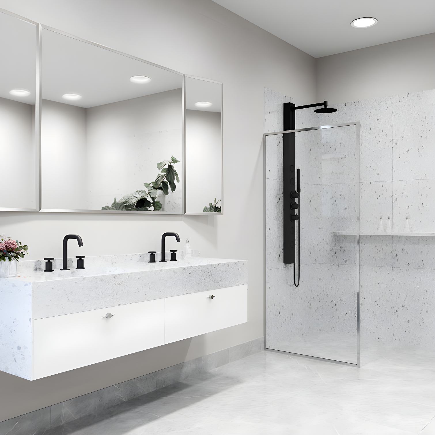 Meridian 34" W x 74" H Fixed Framed Shower Screen with 3/8" Glass