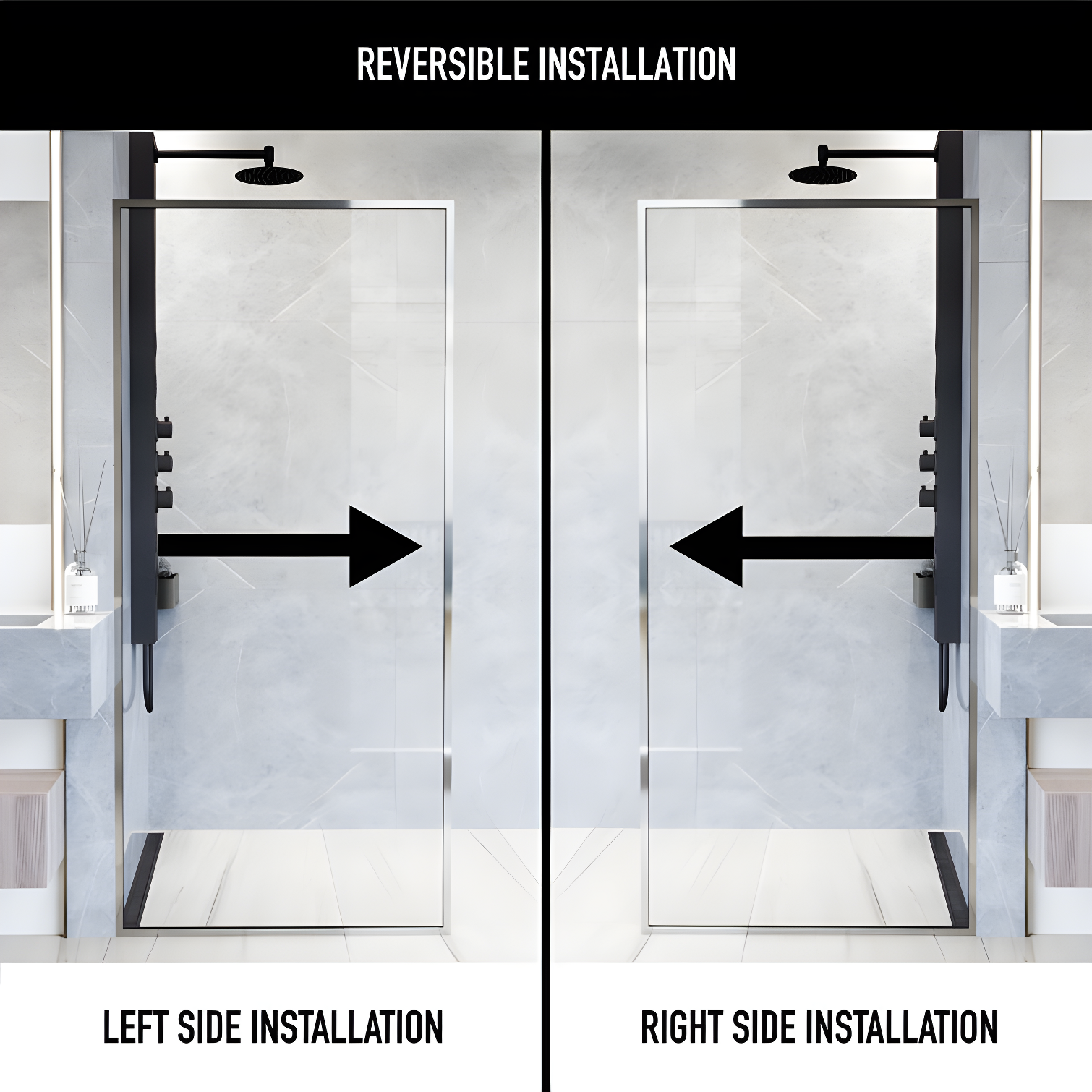 Meridian 34" W x 74" H Fixed Framed Shower Screen with 3/8" Glass