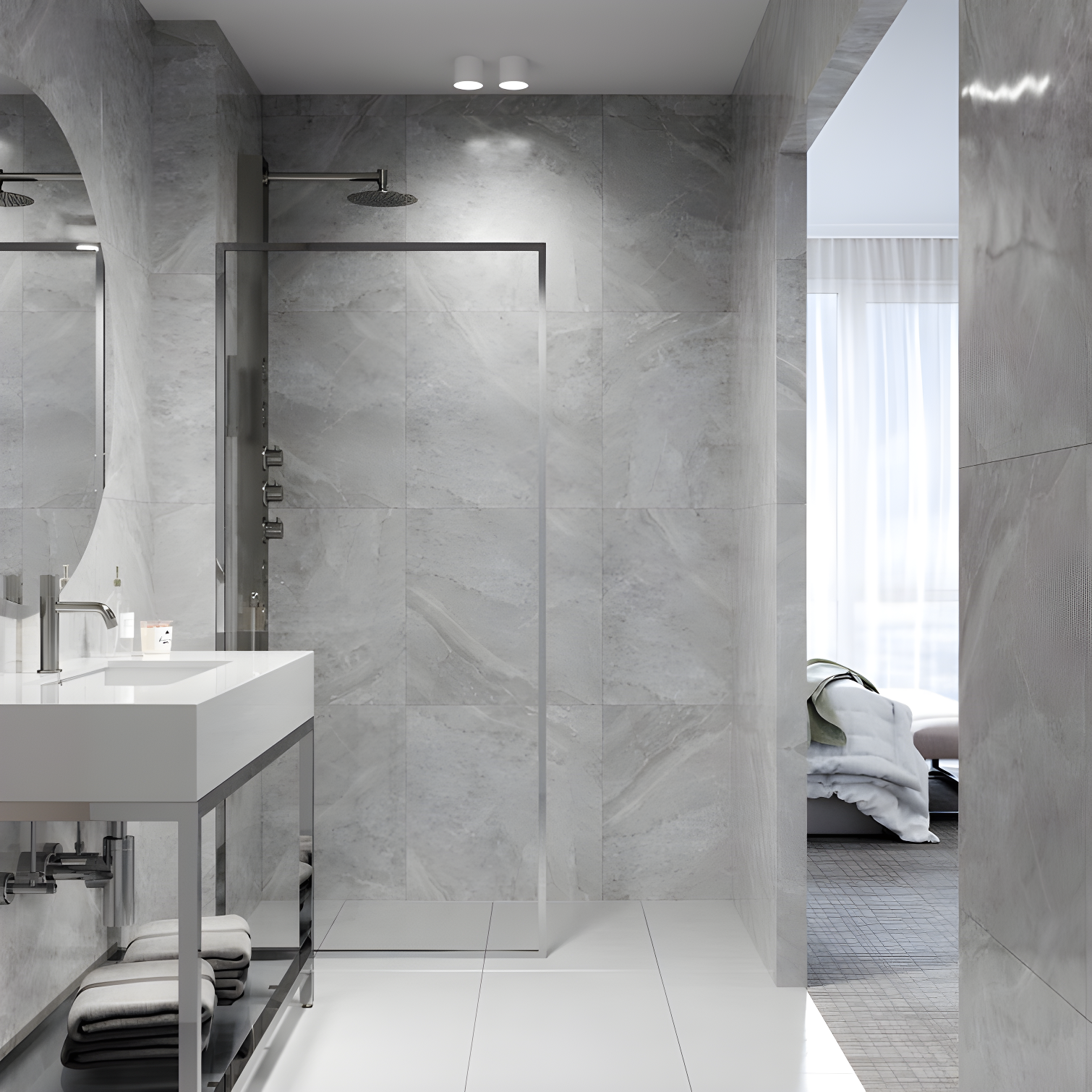Meridian 34" W x 74" H Fixed Framed Shower Screen with 3/8" Glass