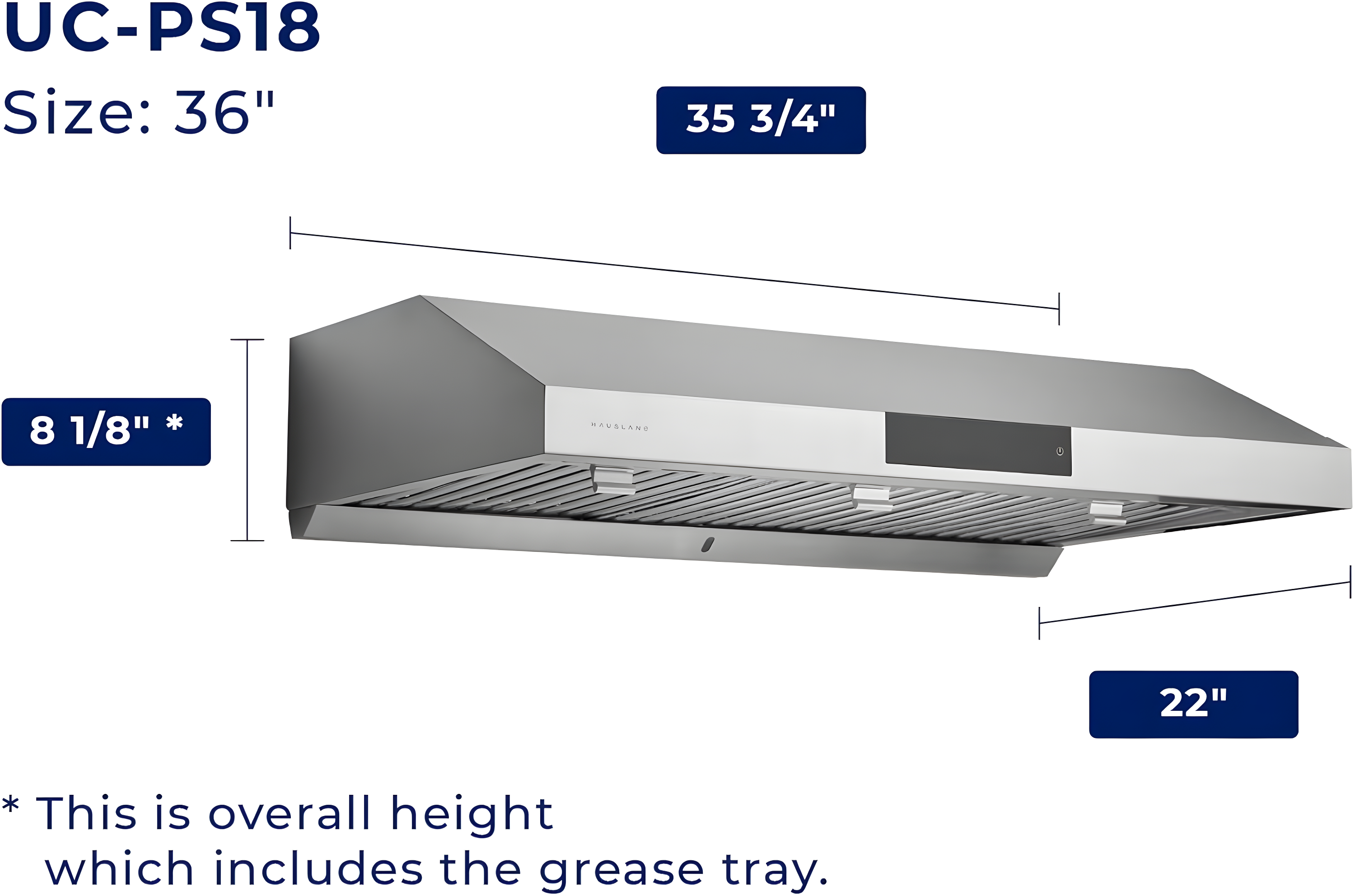 Hauslane Hauslane Range Hood 30 Inch - Under Cabinet Range Hood 30" Stainless Steel Kitchen Hood, Vent Hood 30 Inches, Stove Vent Hood for Kitchen, Vent Hoods 30 Inch with LED - Chef Series PS18 XJ-TLKX-SFBU