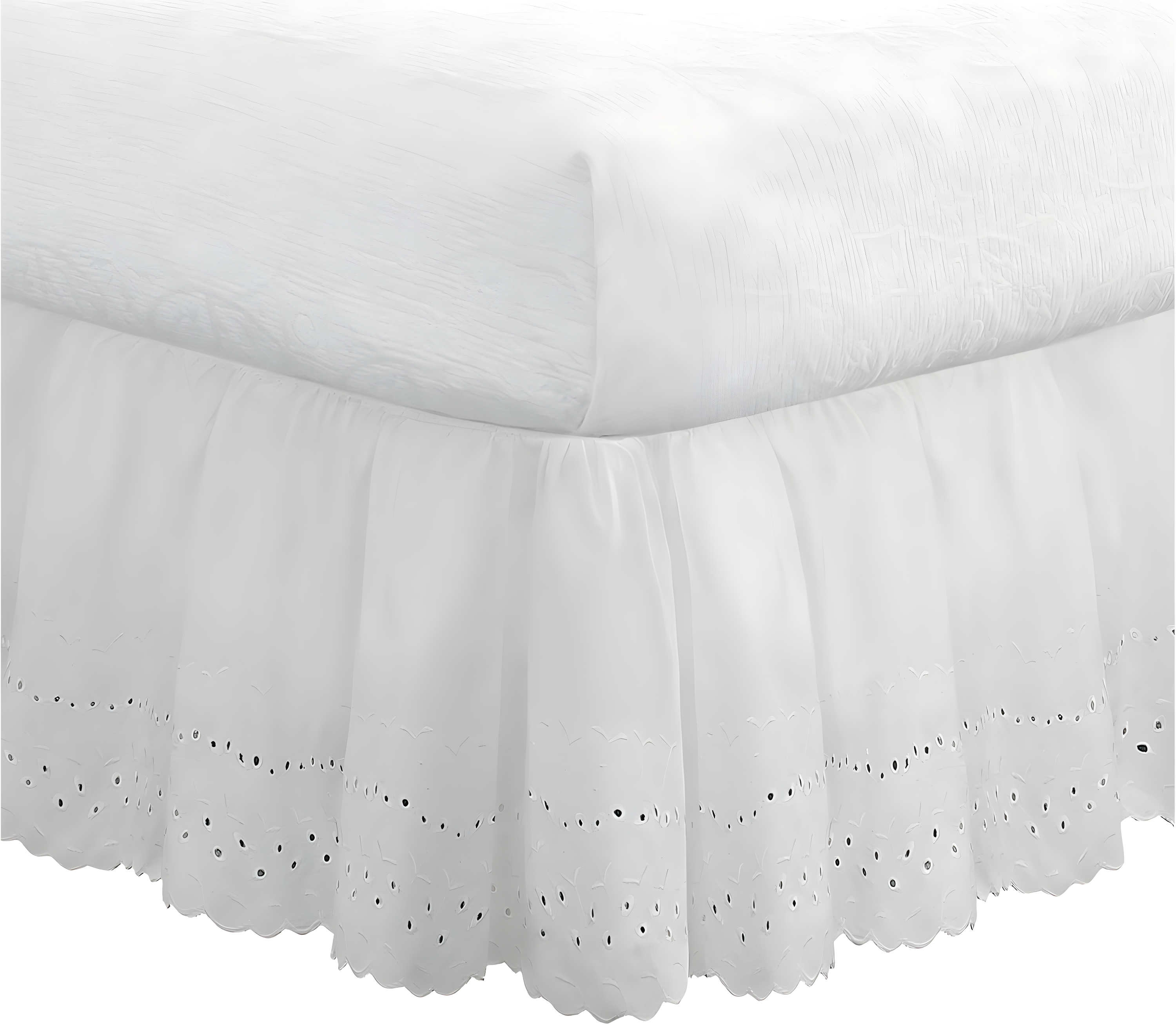 Fresh Ideas Fresh Ideas Ruffled Eyelet Bed Skirt, 14" Drop Length