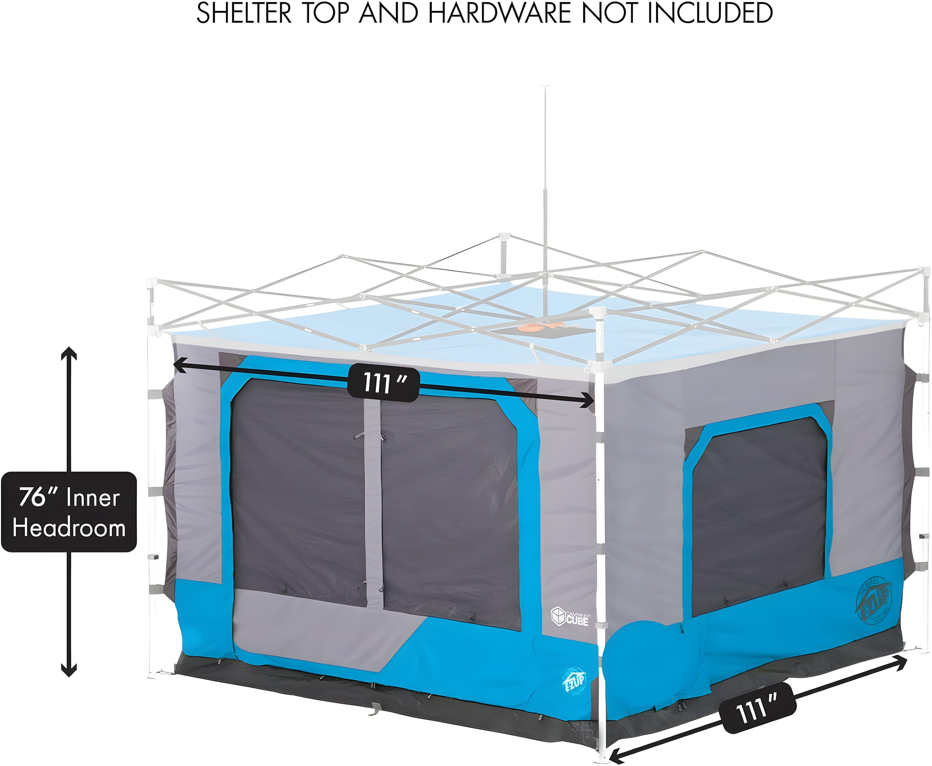 E-Z UP 10' x 10' Gray and Blue Camping Cube Tent
