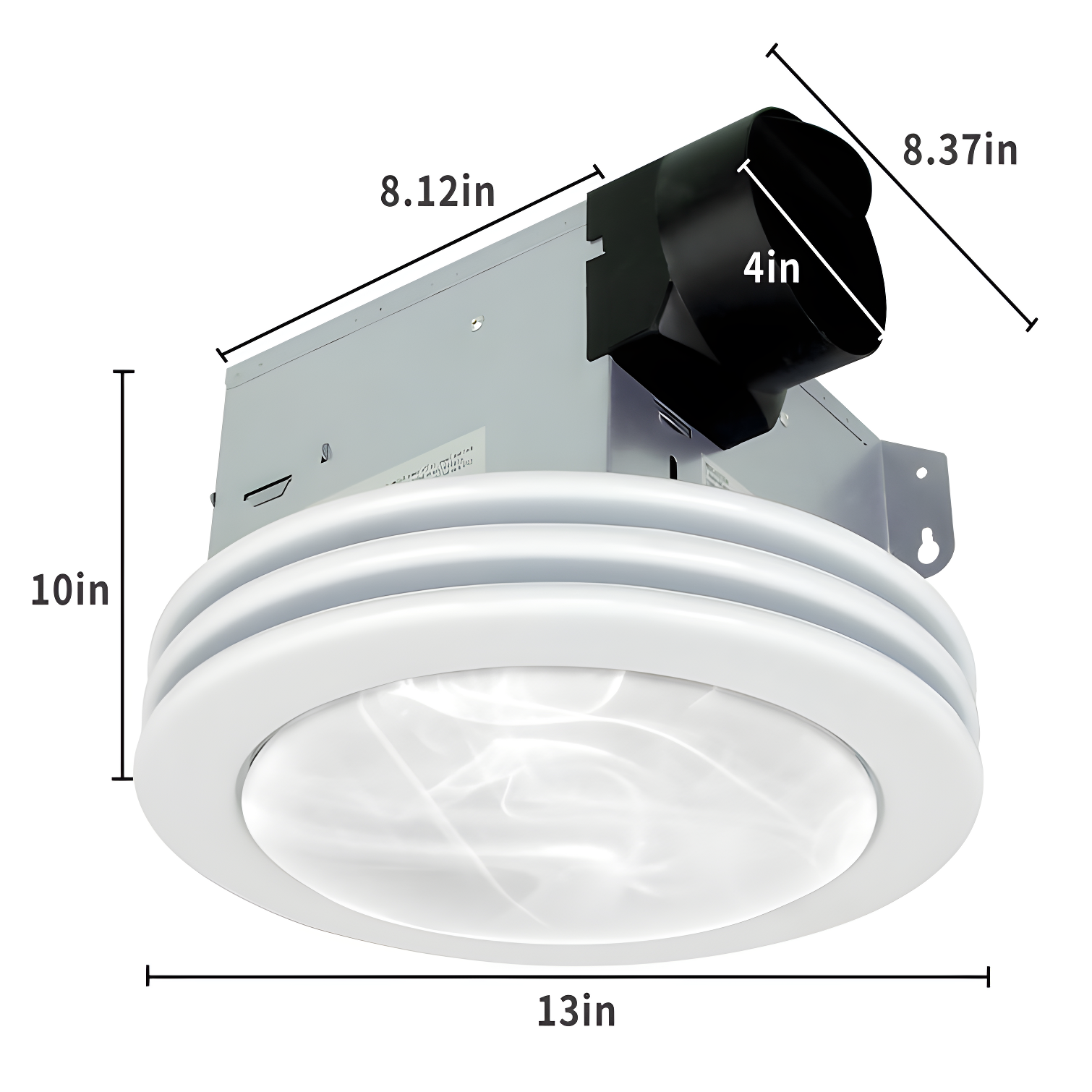 Akicon AK1480-SW 80 CFM Bathroom Fan with LED Light Round Ceiling Exhaust Ventilation Fan