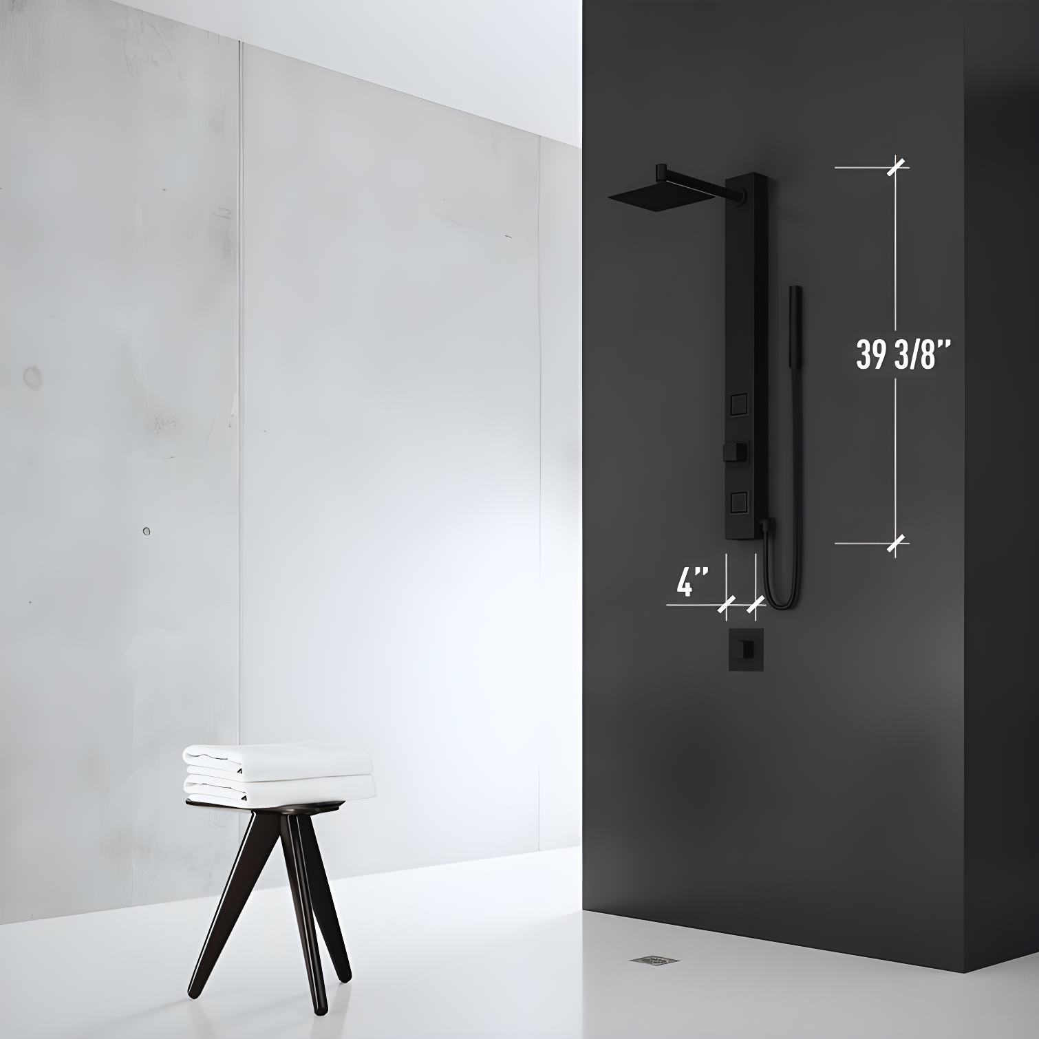 Orchid 39" H X 4" W 2-Jet Shower System with Hand Wand - Requires existing shower head connection