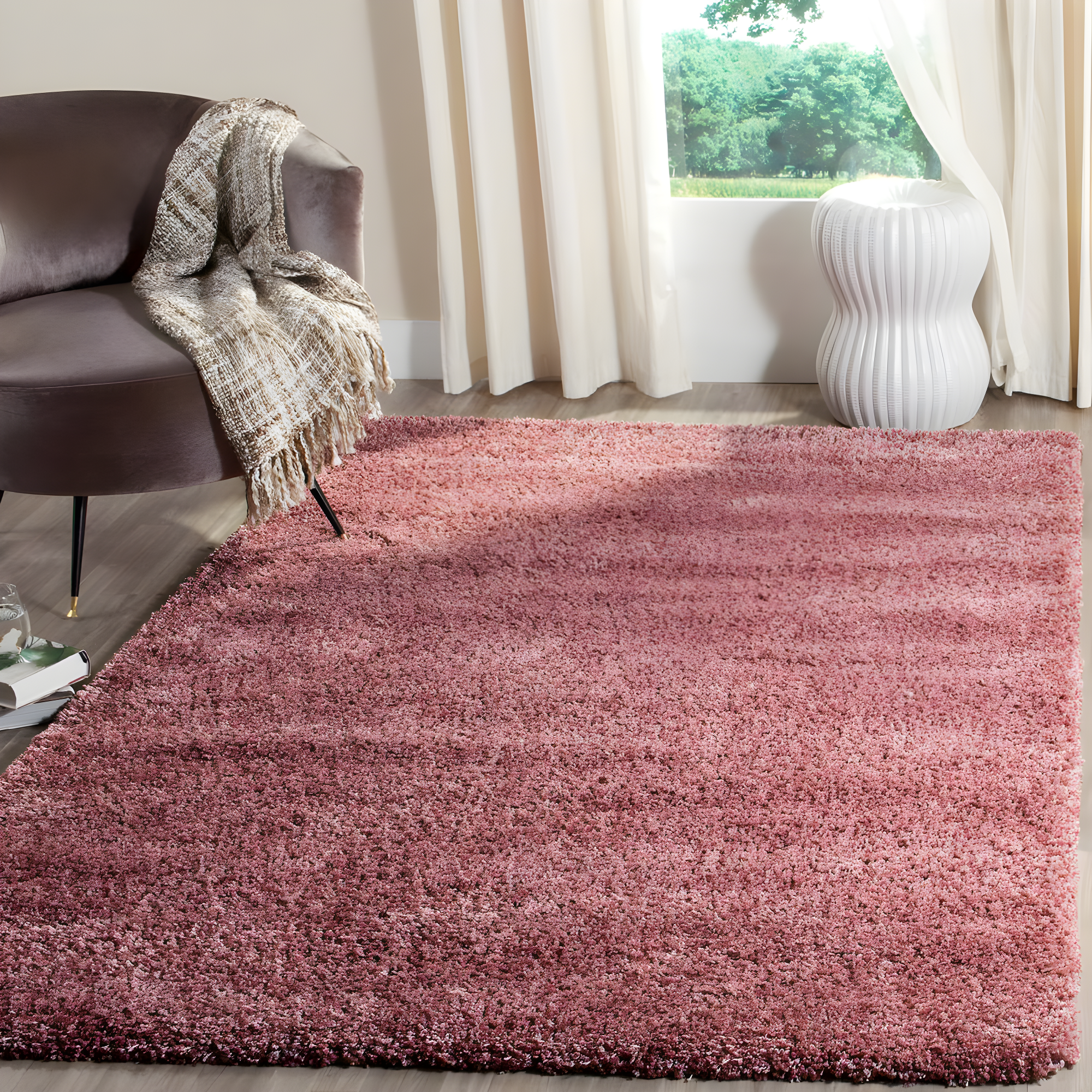 SAFAVIEH California Solid Plush Shag Area Rug, Rose, 8' x 10'