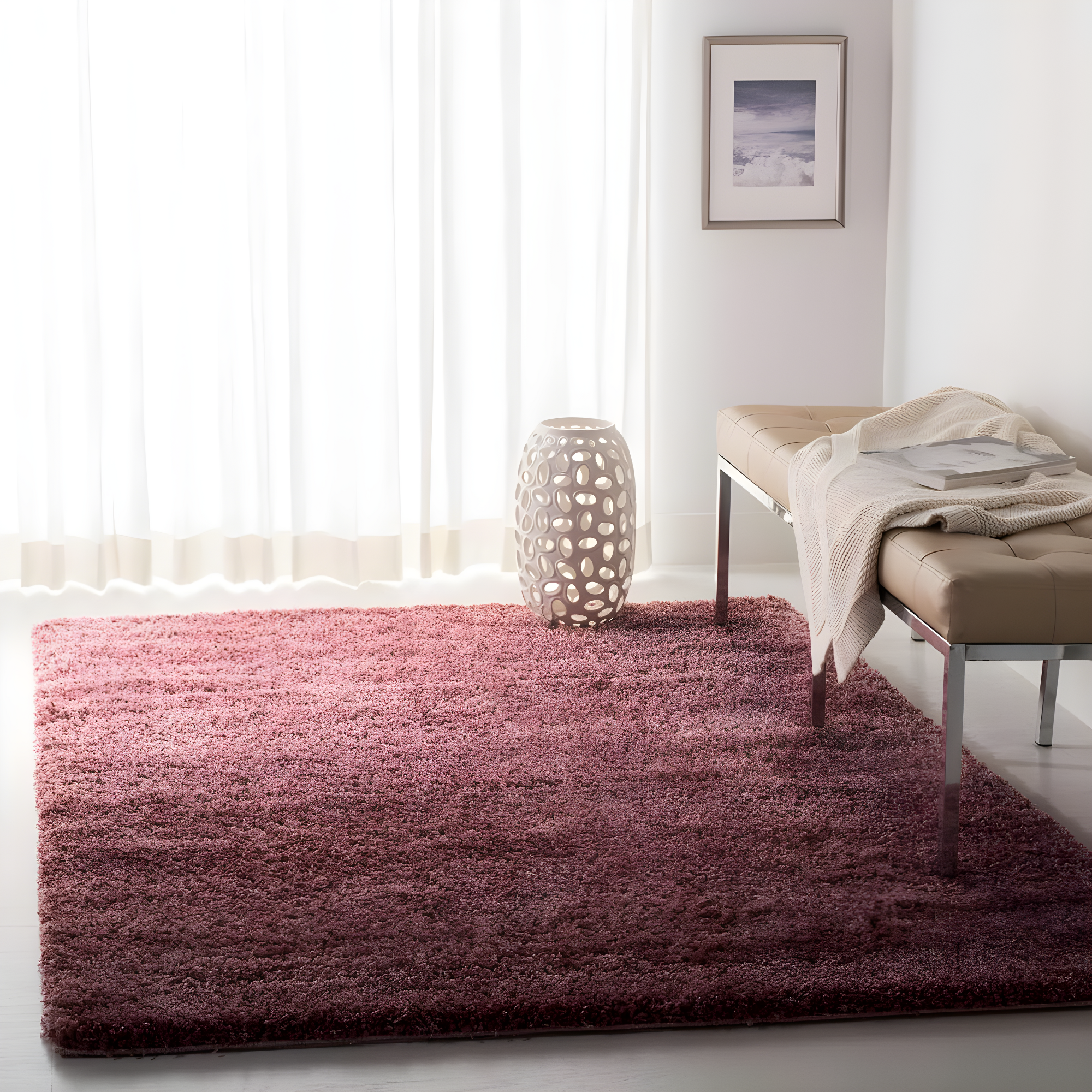 SAFAVIEH California Solid Plush Shag Area Rug, Rose, 8' x 10'