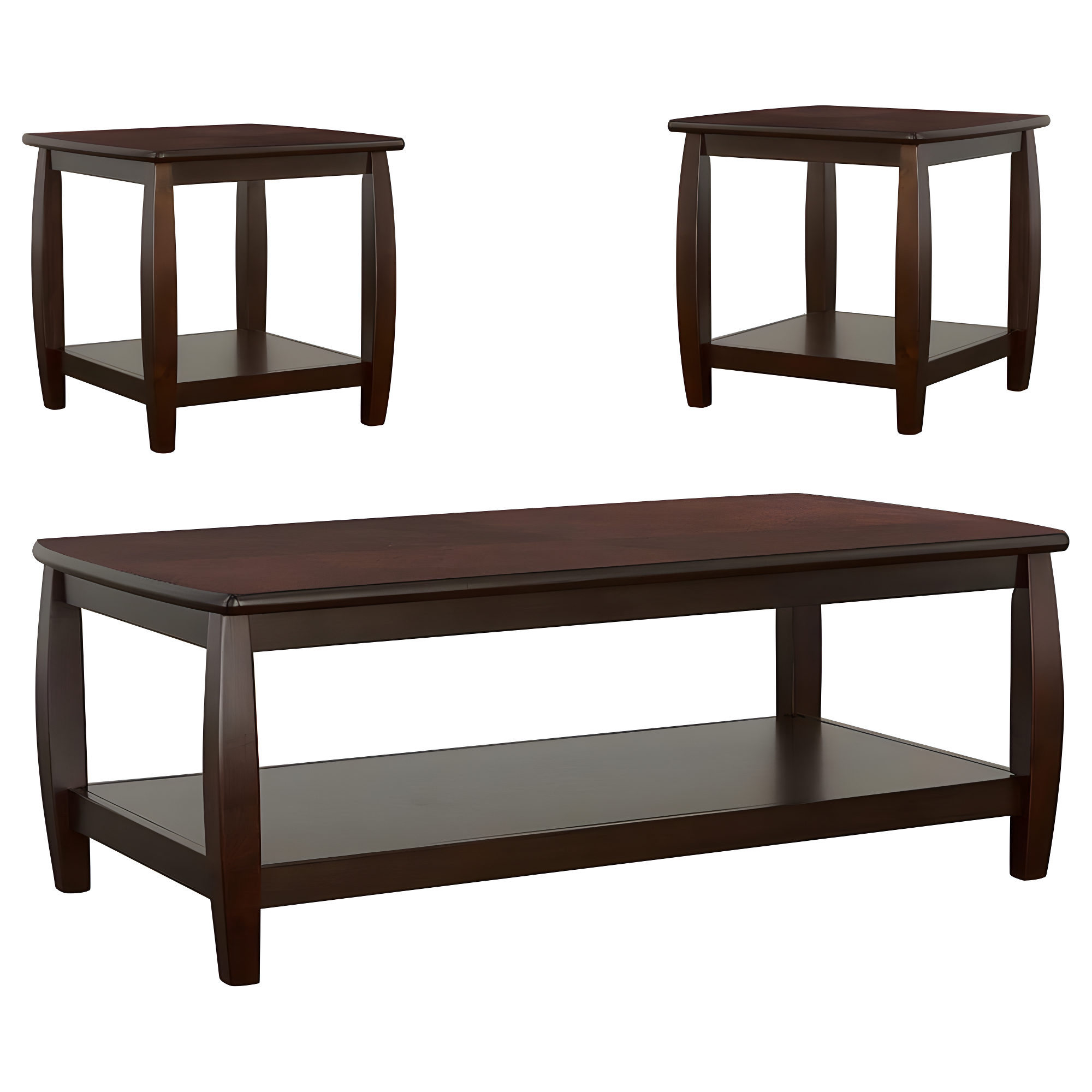 Coaster Dixon 3-Piece Wood Coffee Table Set with Shelf in Cappuccino