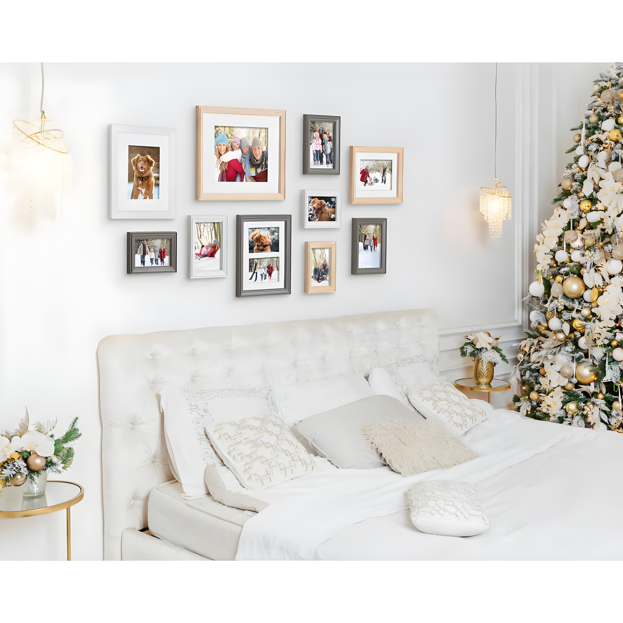 10pc Bordeaux Frame Boxs White/Black/Natural Wood - Kate & Laurel All Things Decor: Wall Display, Multi-Size, Modern Style