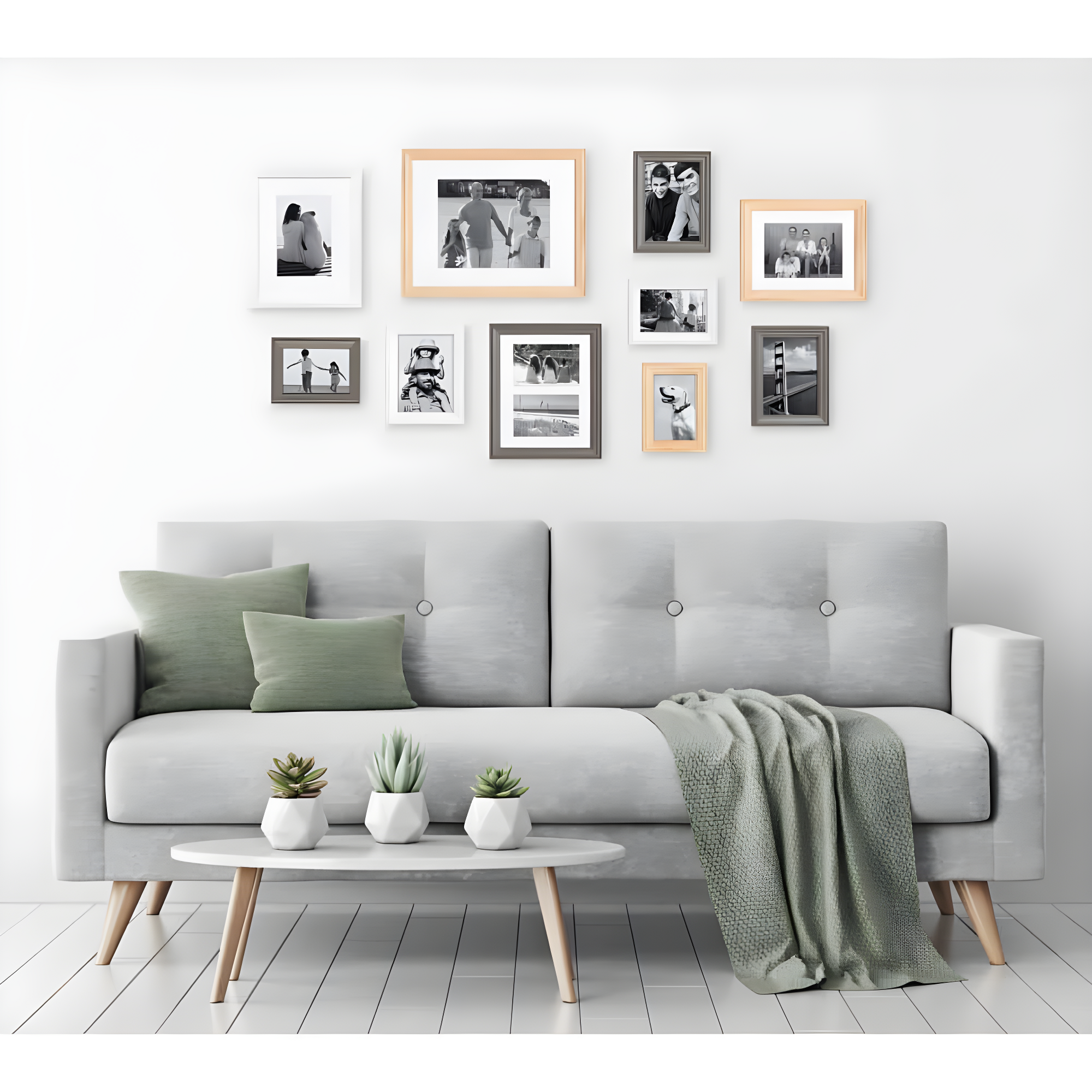 10pc Bordeaux Frame Boxs White/Black/Natural Wood - Kate & Laurel All Things Decor: Wall Display, Multi-Size, Modern Style