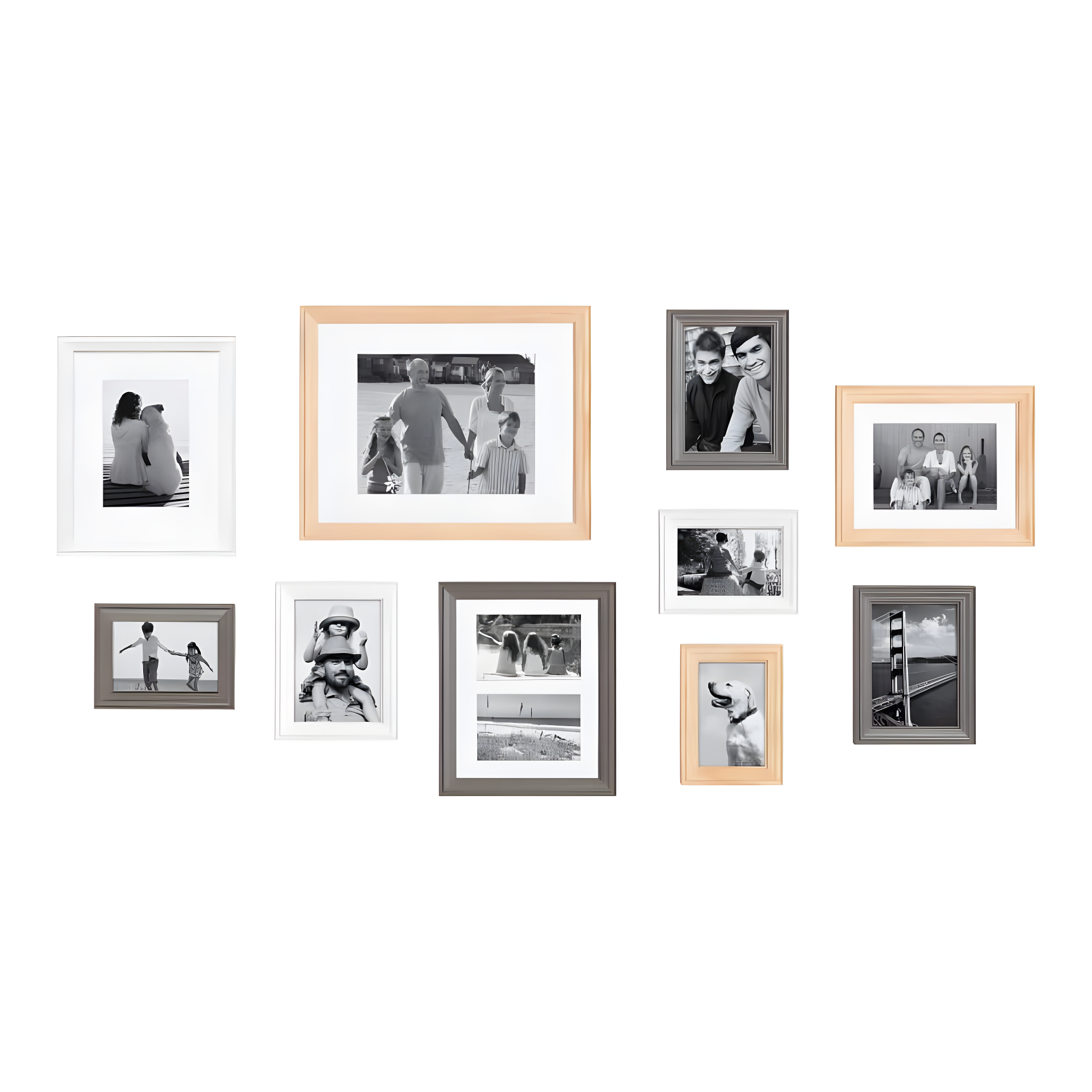 10pc Bordeaux Frame Boxs White/Black/Natural Wood - Kate & Laurel All Things Decor: Wall Display, Multi-Size, Modern Style