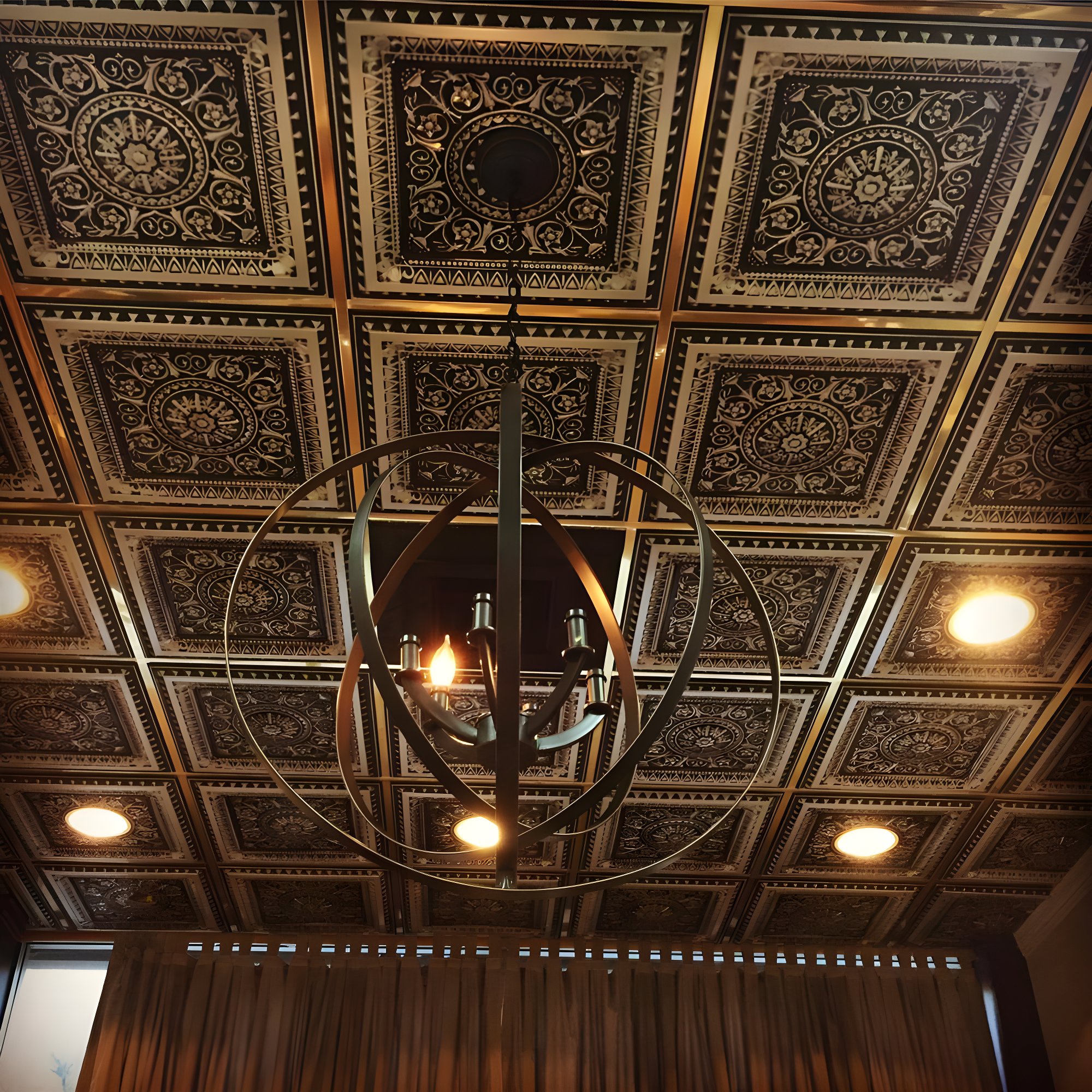 uDecor Marseille 24'' W Textured PVC Drop-In Ceiling Tile In Antique Gold (Set of 10)