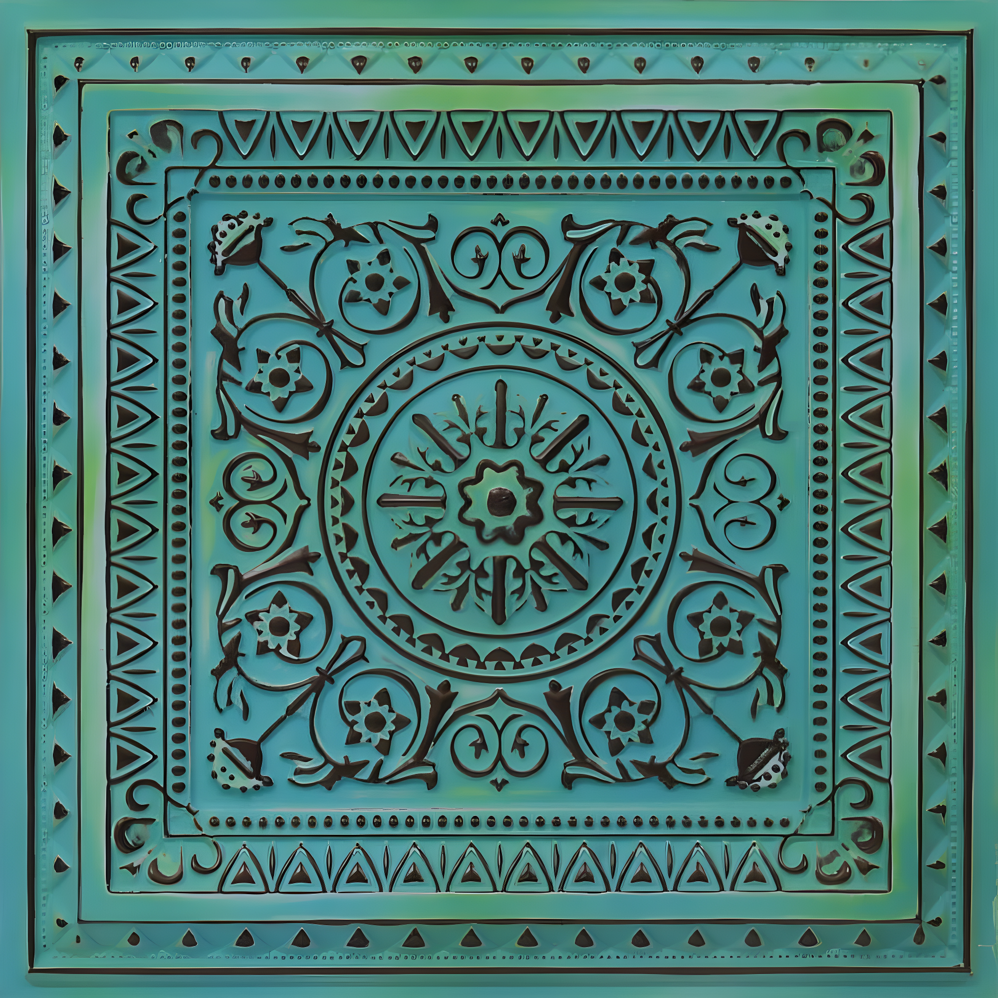 uDecor Marseille 24'' W Textured PVC Drop-In Ceiling Tile In Antique Gold (Set of 10)