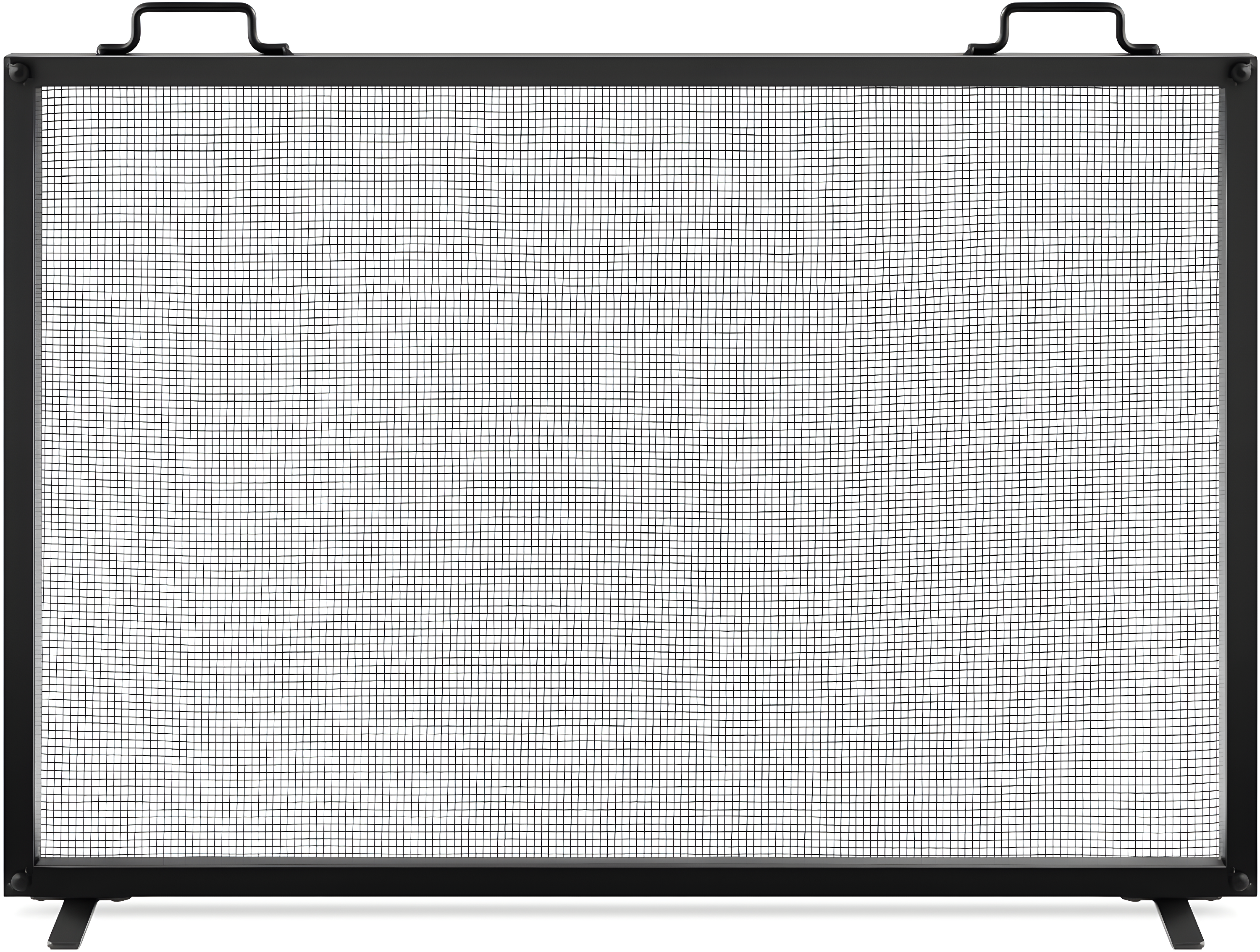 Cassiano 38x27in Single Panel Fireplace Screen Handcrafted Steel Mesh Spark Guard w/ Handles