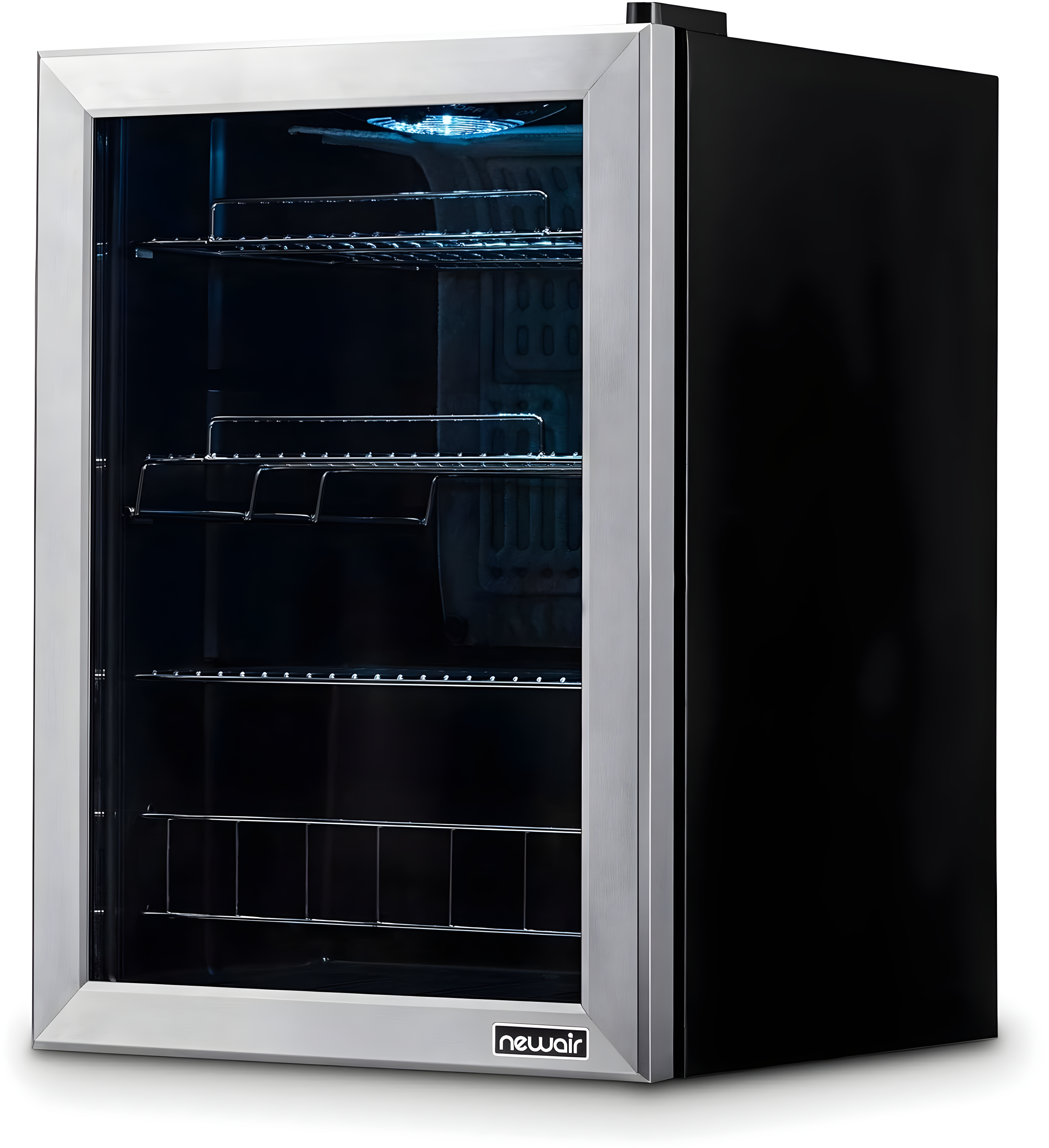 Newair 90 Can Freestanding Beverage Fridge in Stainless Steel, Compact with Adjustable Shelves