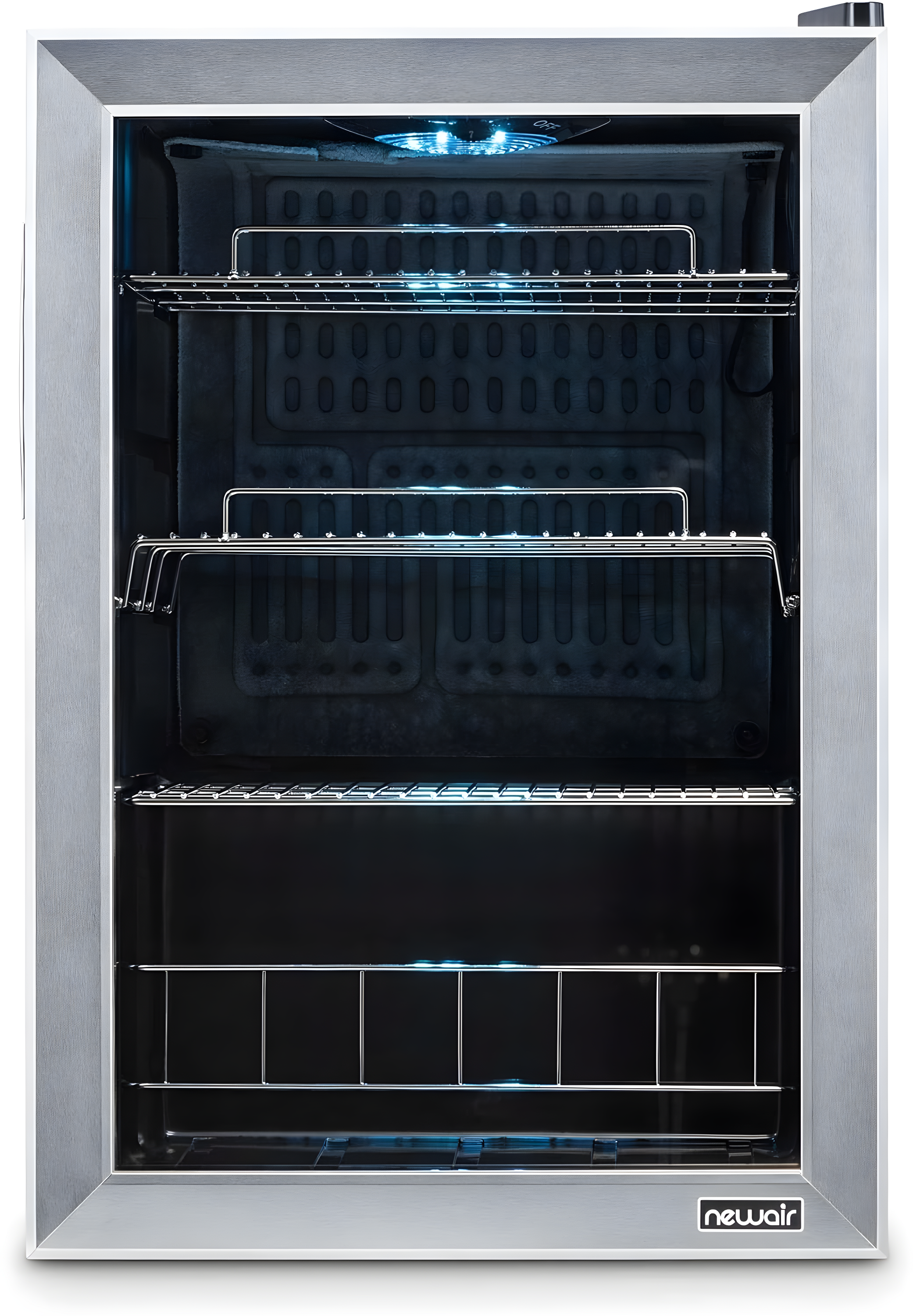 Newair 90 Can Freestanding Beverage Fridge in Stainless Steel, Compact with Adjustable Shelves