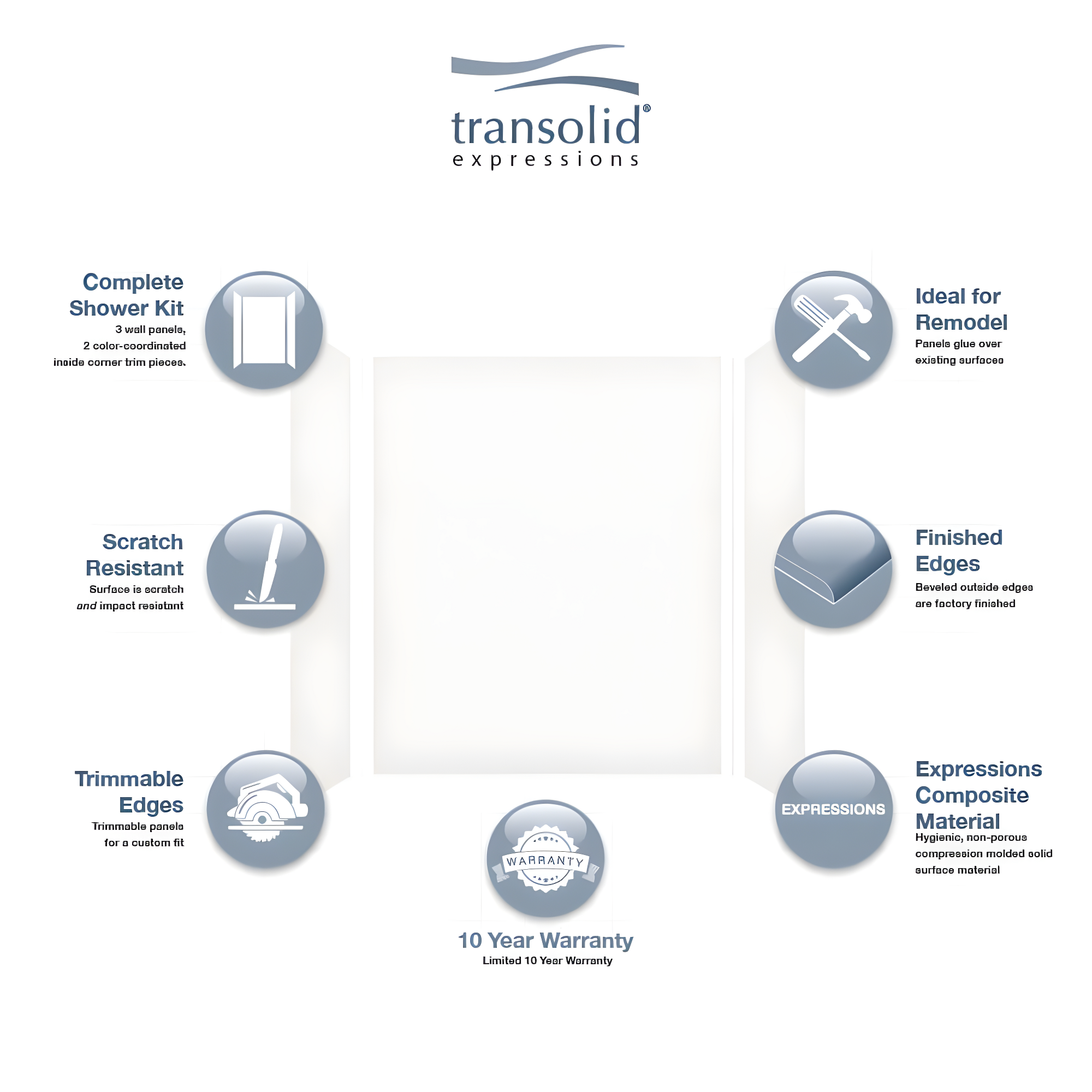 Transolid Expressions 60'' W 36'' D 72'' H Glue Up Solid Surface Wall