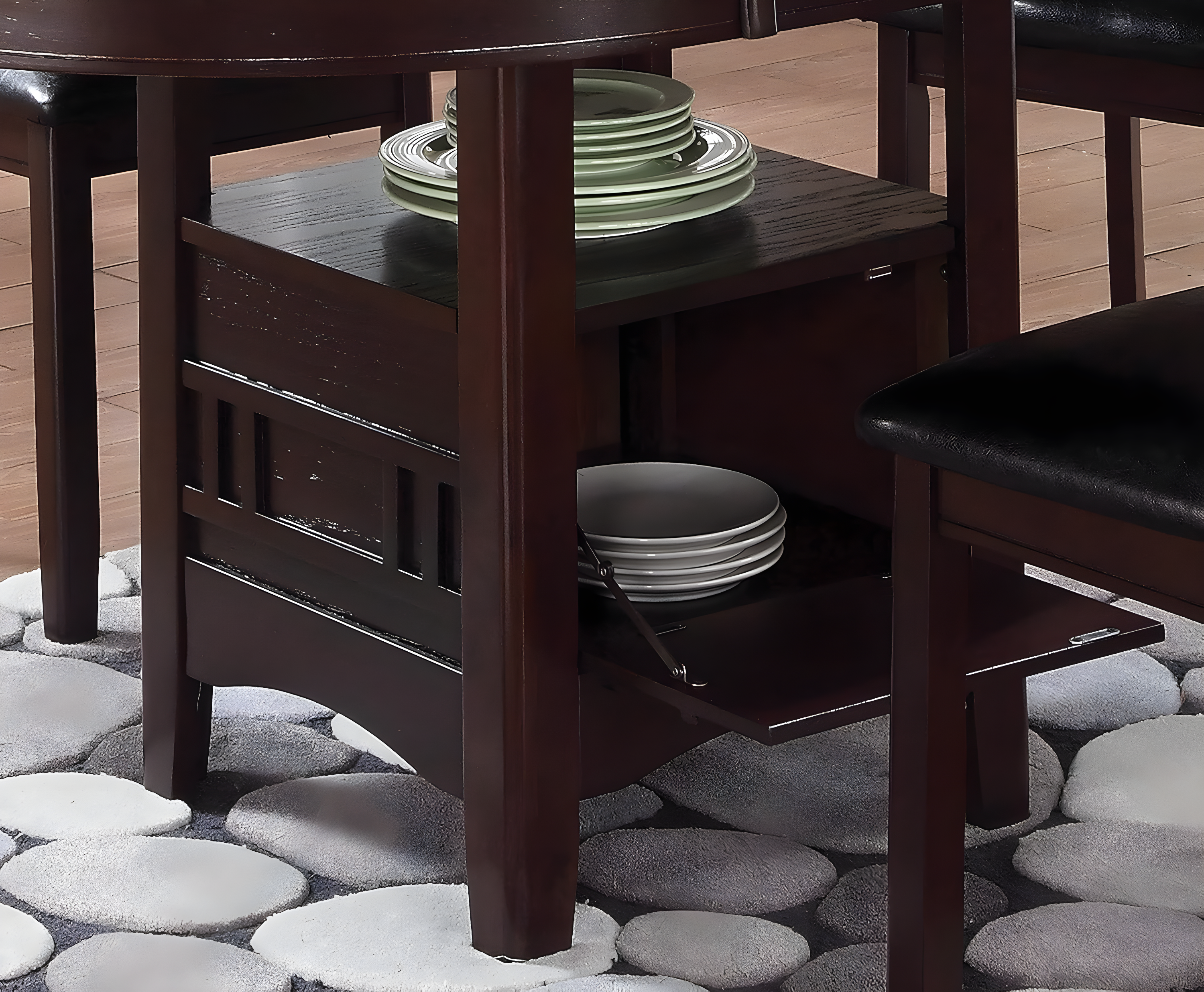 Coaster Lavon Extendable Storage Wood Dining Table in Espresso