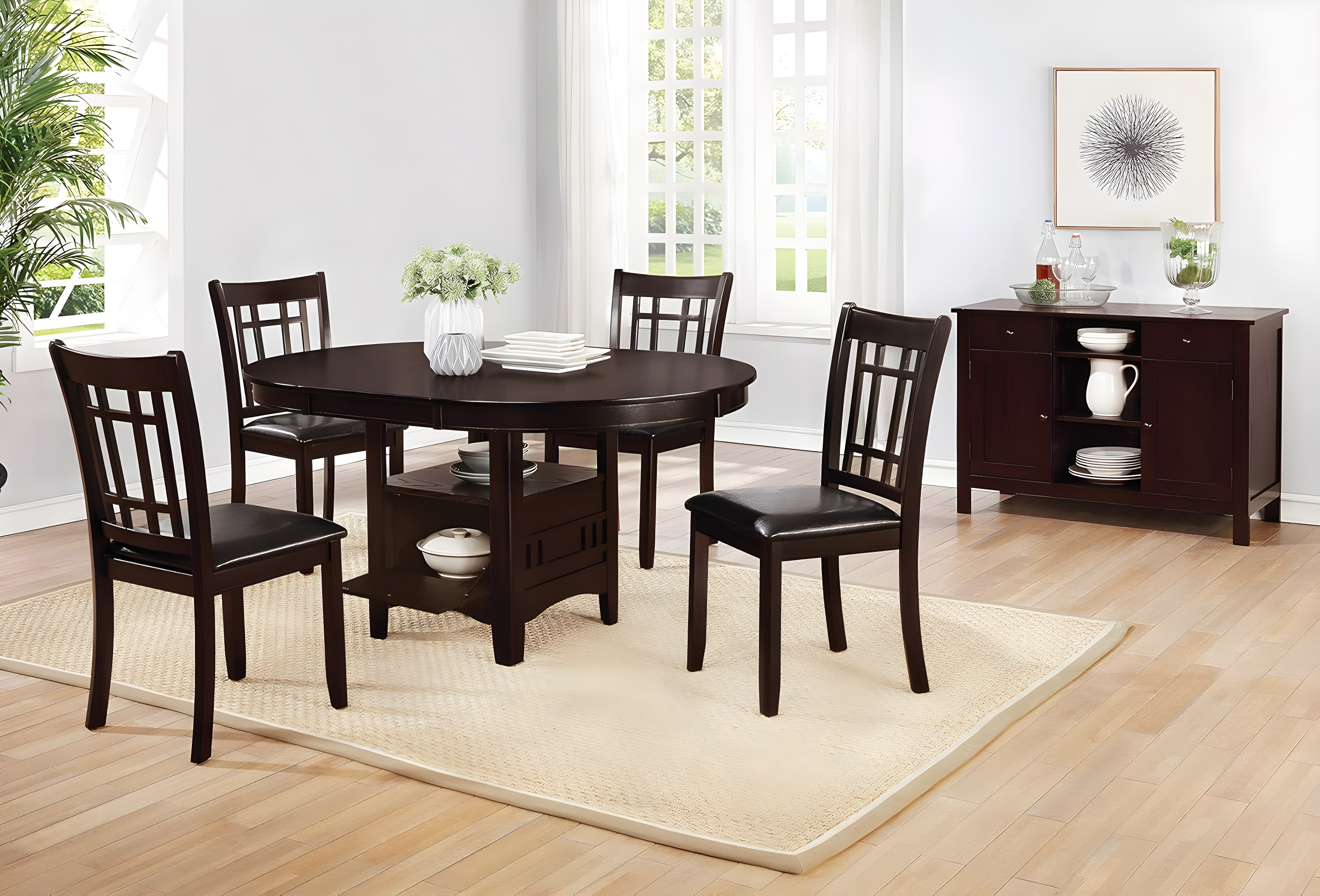 Coaster Lavon Extendable Storage Wood Dining Table in Espresso