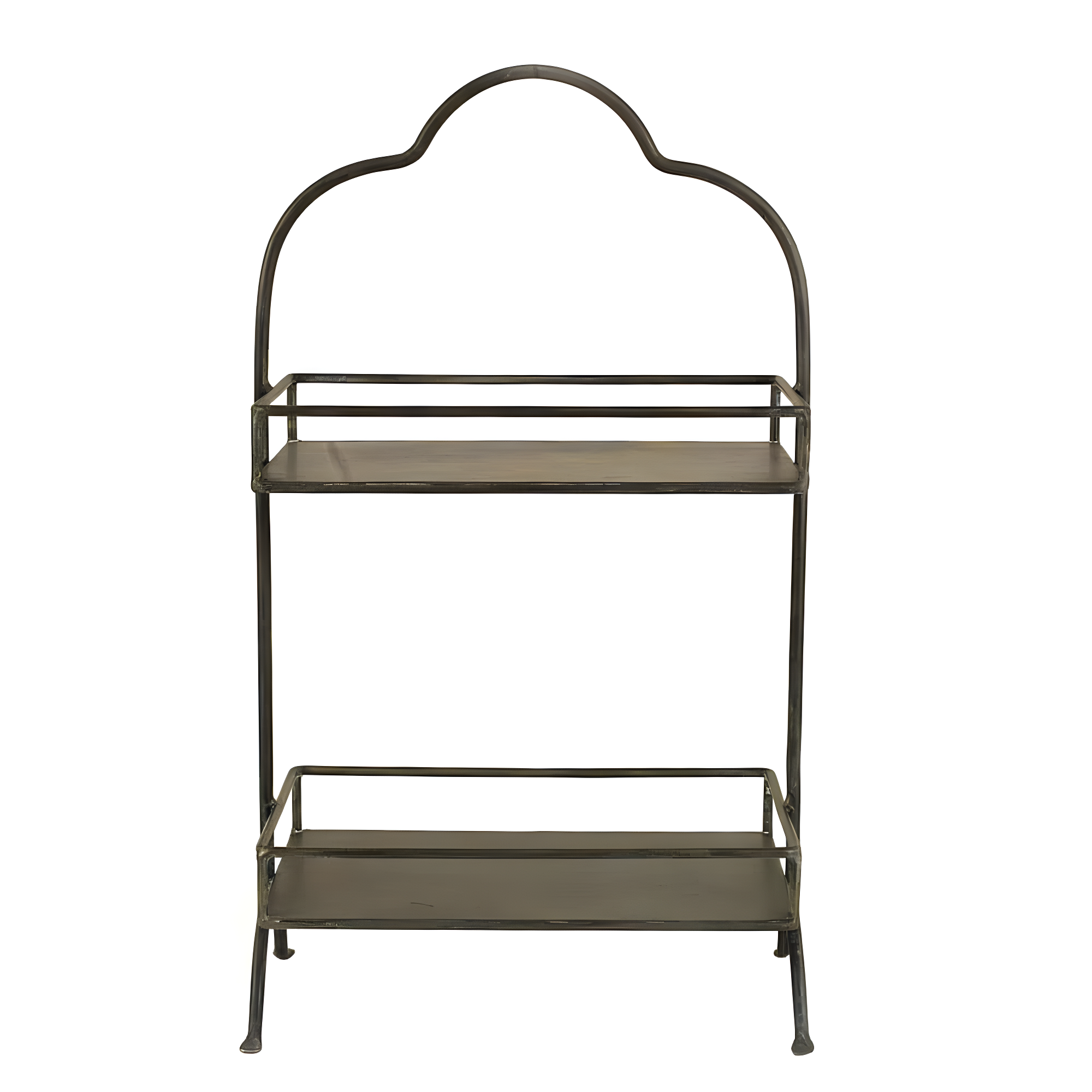 Metal 2 Tier Tray - Storied Home: Decorative, Space-Saving Organizer, Black Wire Sides