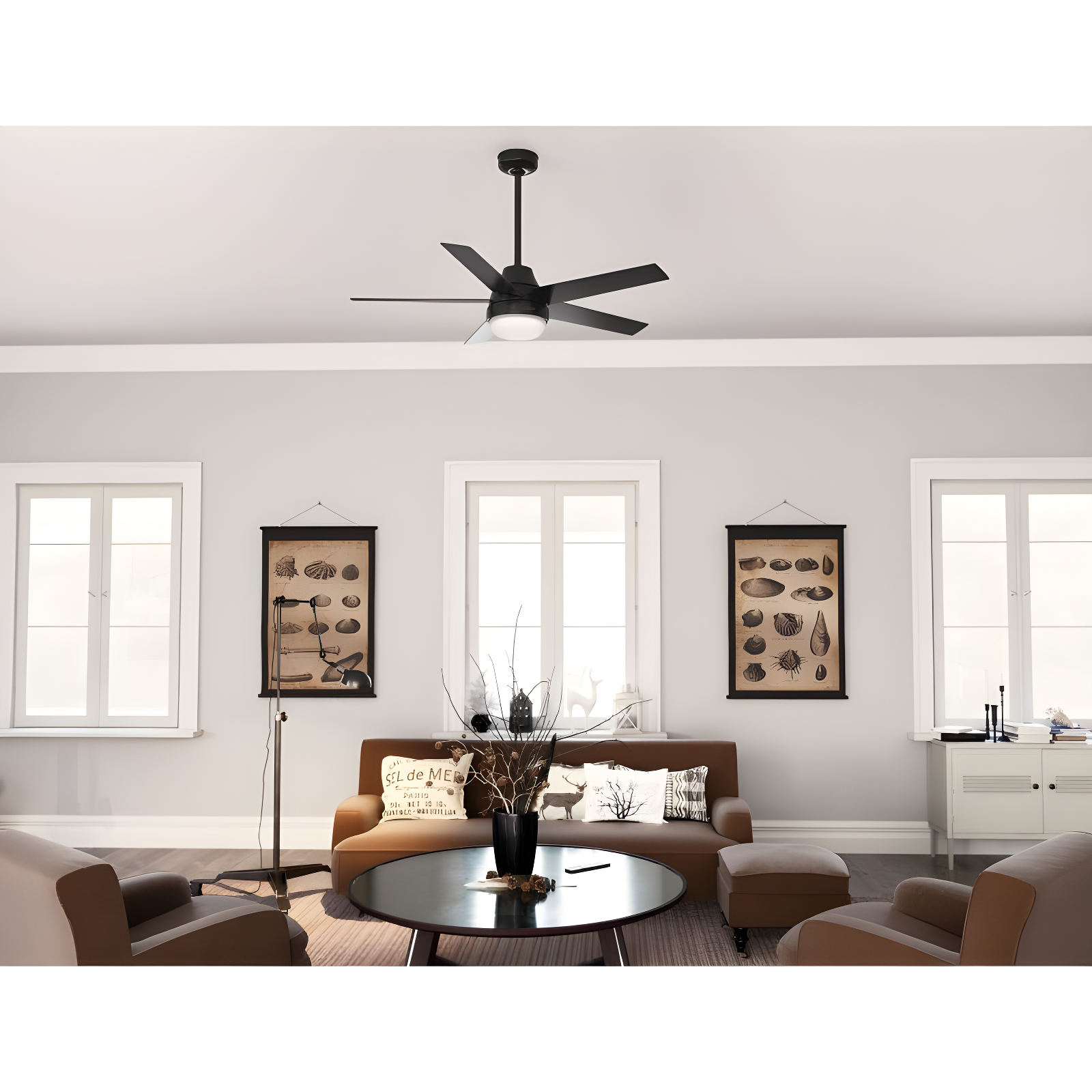 52" Aerodyne 5 - Blade Smart Standard Ceiling Fan with Lights and Remote