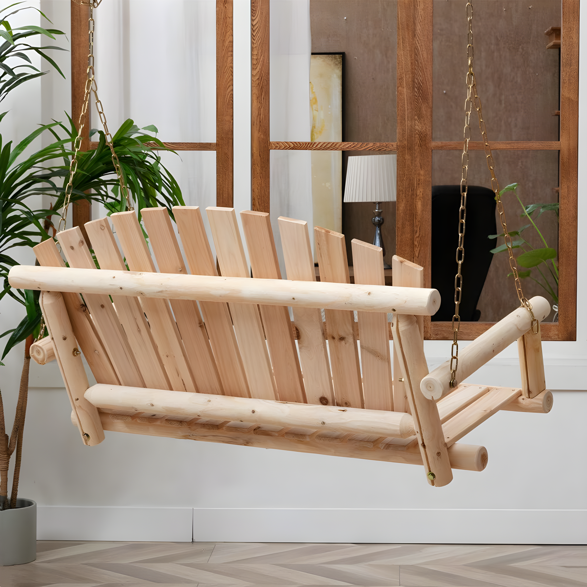 Anraja 4 Foot 2 Seat Porch Swing Hanging Wood, Unfinished