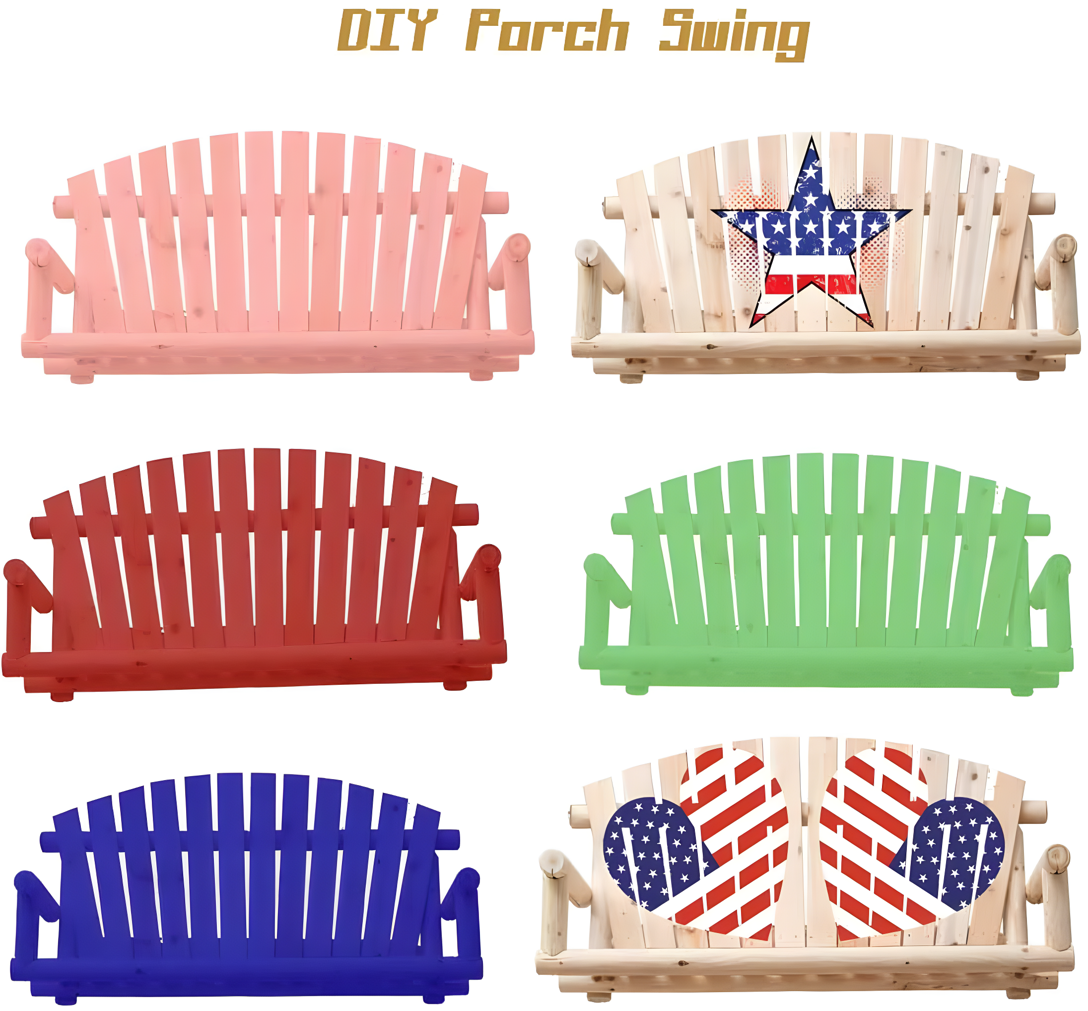 Anraja 4 Foot 2 Seat Porch Swing Hanging Wood, Unfinished