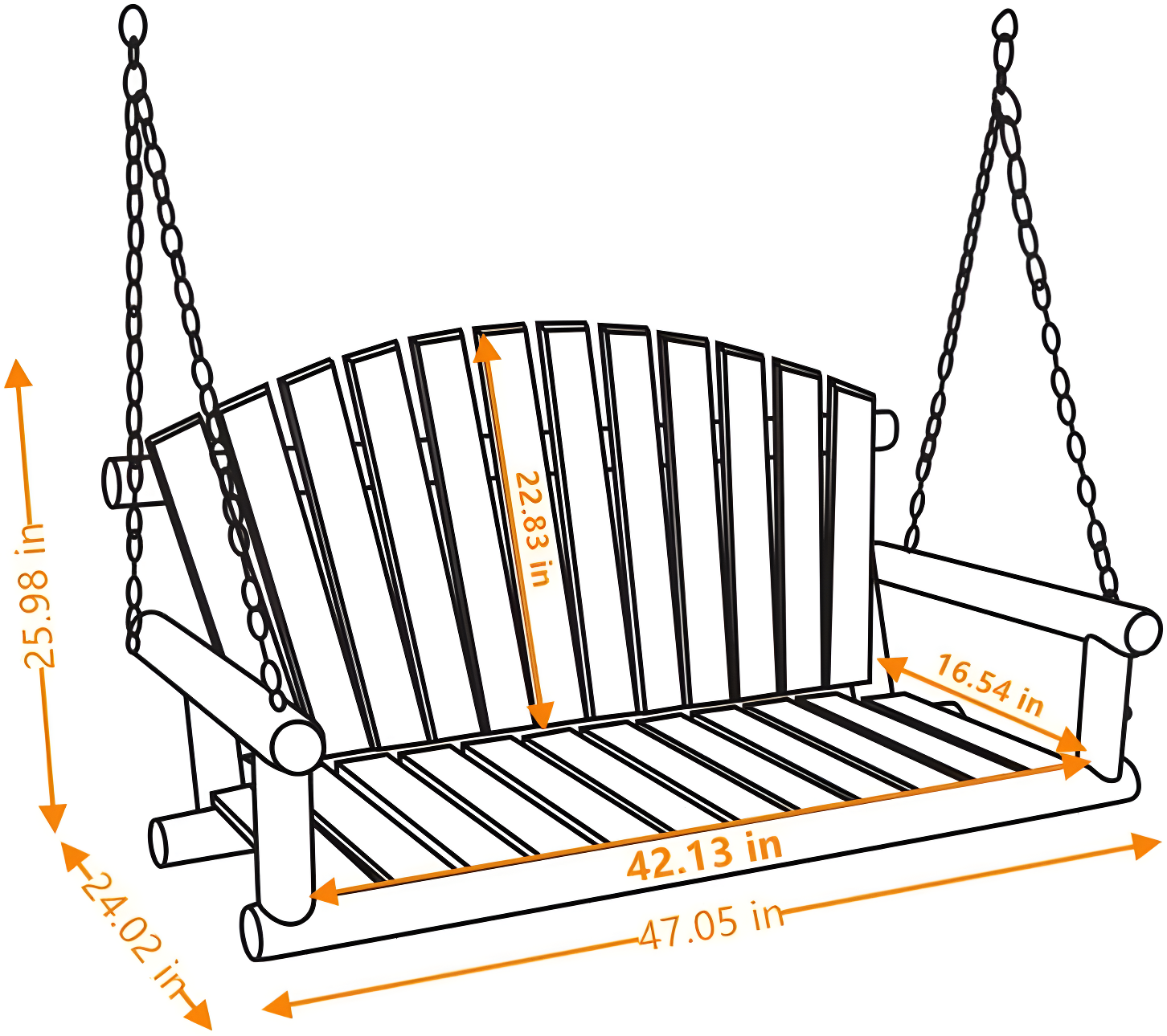 Anraja 4 Foot 2 Seat Porch Swing Hanging Wood, Unfinished